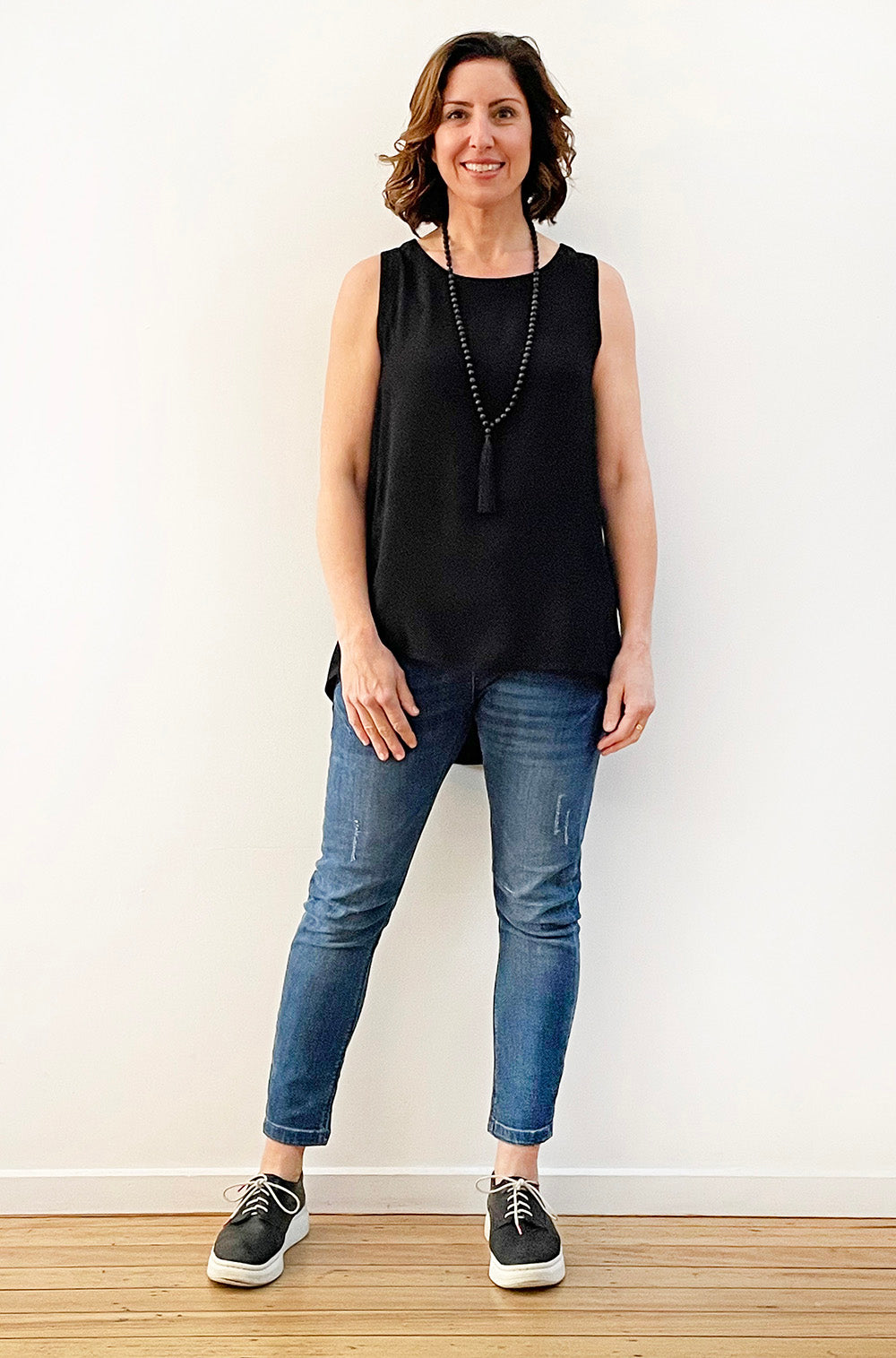 VISCOSE HI LO TANK BLACK