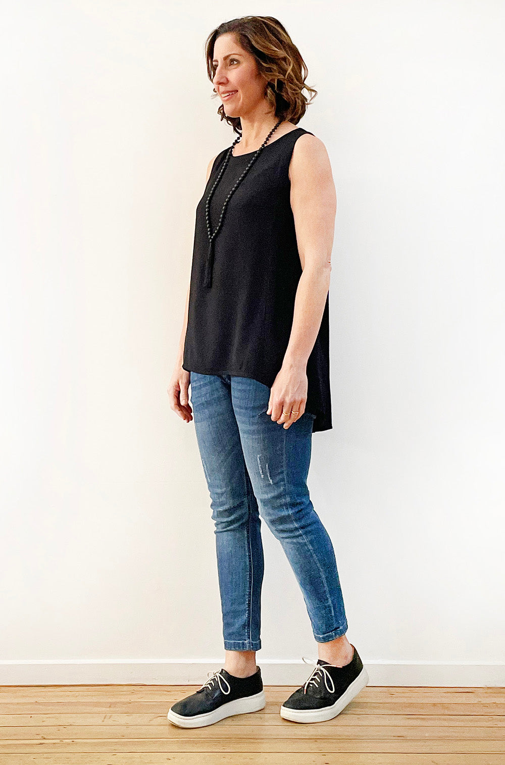 VISCOSE HI LO TANK BLACK