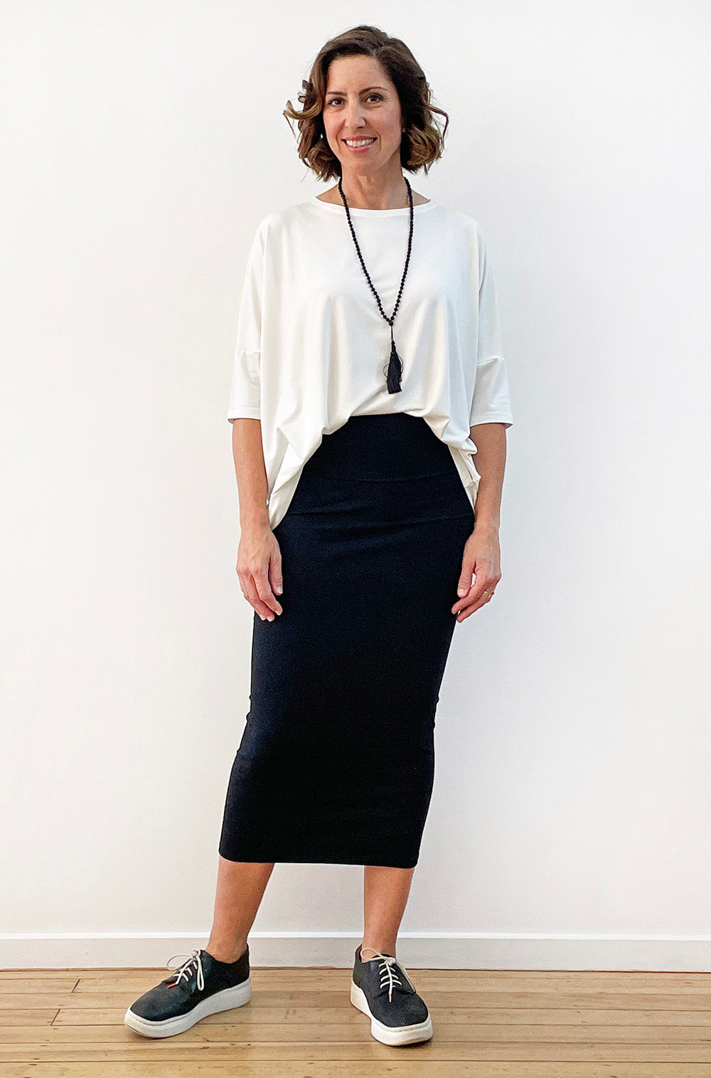 BAMBOO/ORGANIC COTTON LONG TUBE SKIRT BLACK