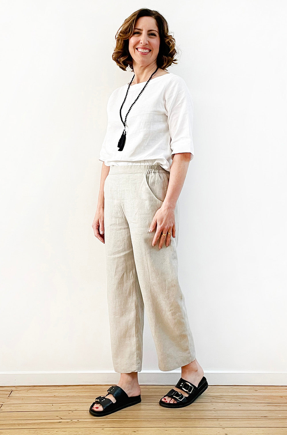 FLAT FRONT LINEN PANT NATURAL