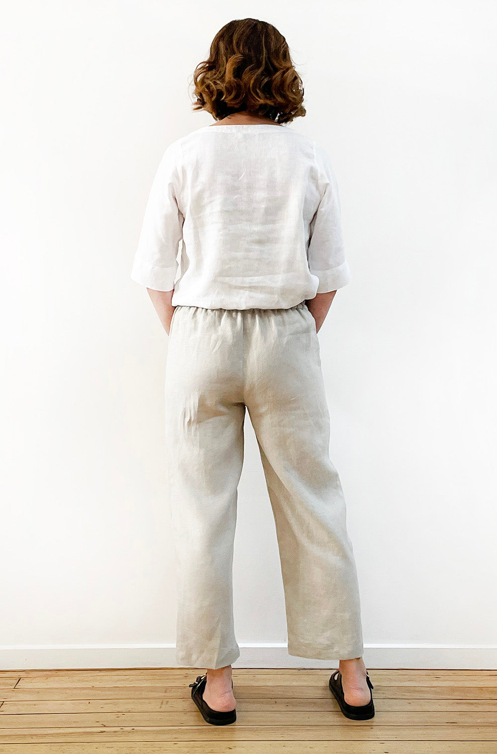 FLAT FRONT LINEN PANT NATURAL