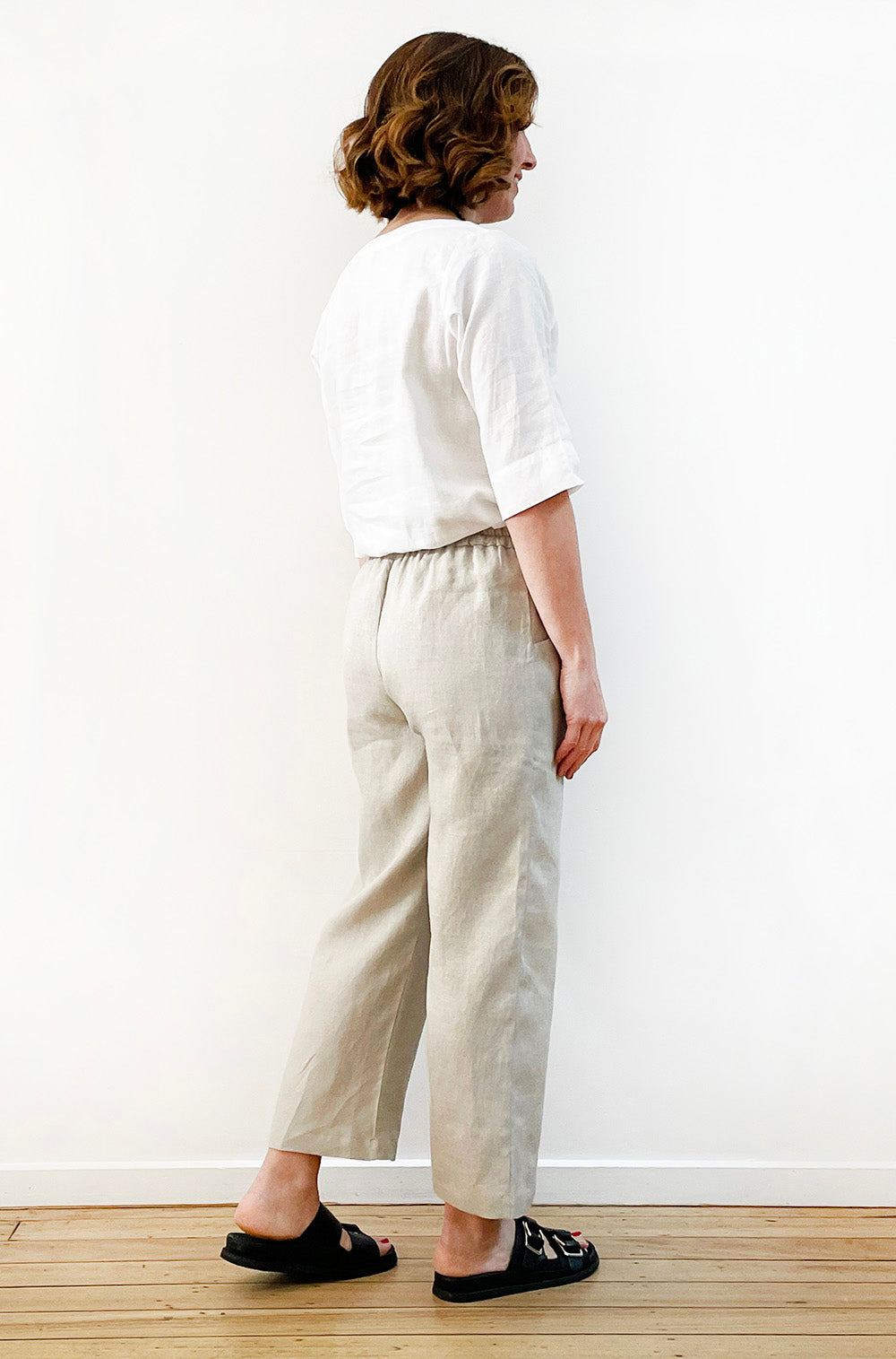 FLAT FRONT LINEN PANT NATURAL