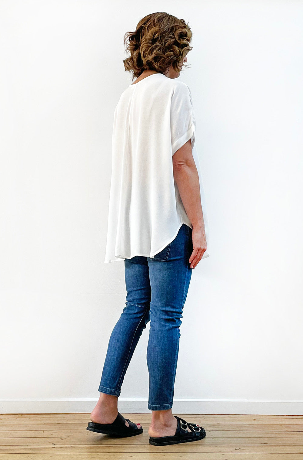 VISCOSE SHORT SLEEVE CIRCLE TOP IVORY