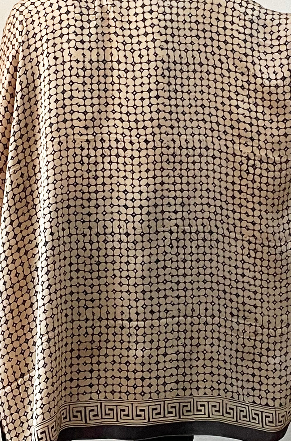 SILK KIMONO IN ECRU AND GREY PRINT