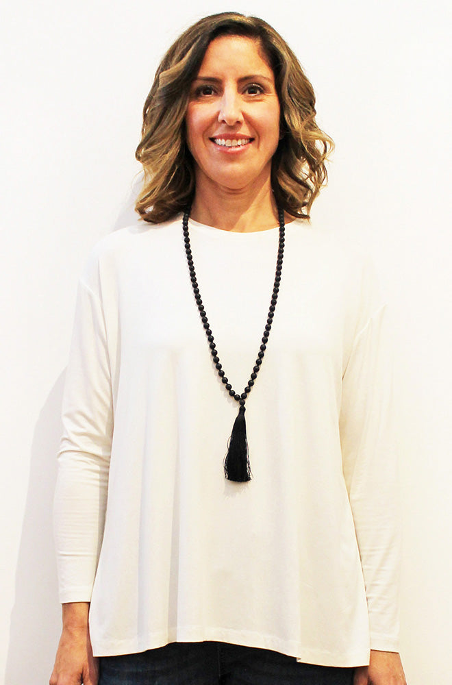 LARGE LAVA STONE TASSEL NECKLACE