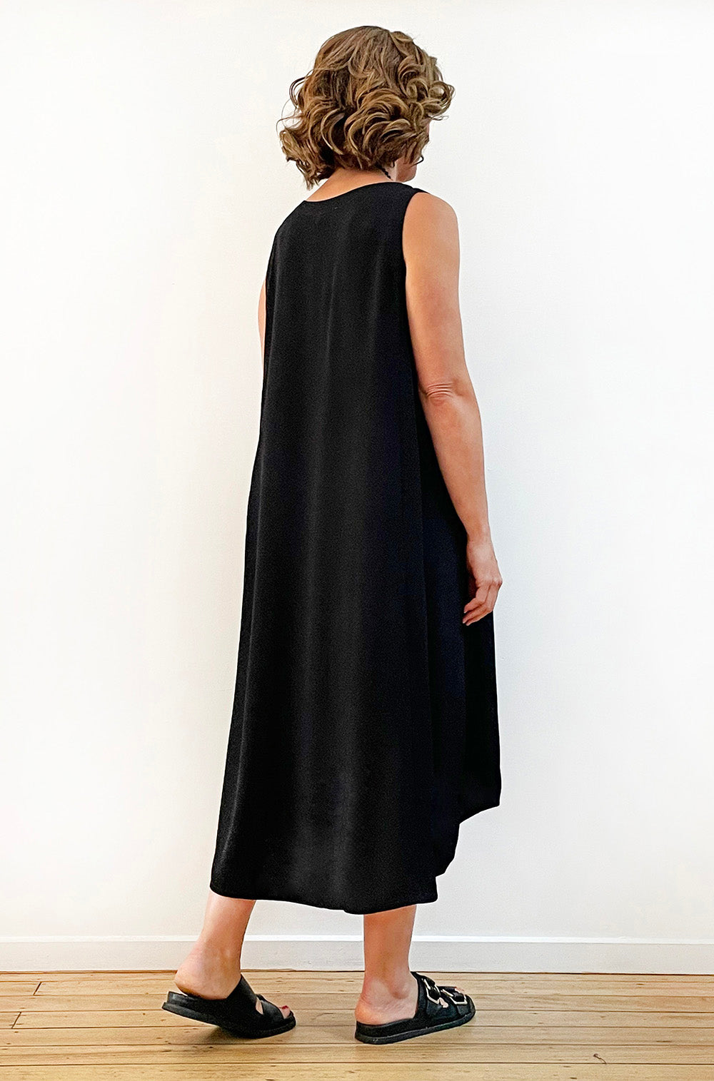VISCOSE HI LO TANK DRESS BLACK
