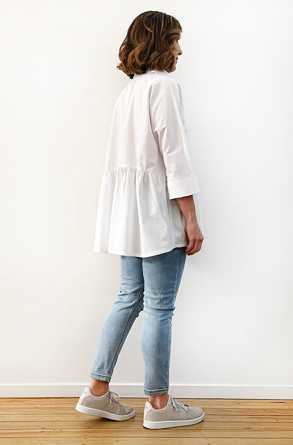 COTTON MAYGAR SLEEVE GATHERED SHIRT WHITE