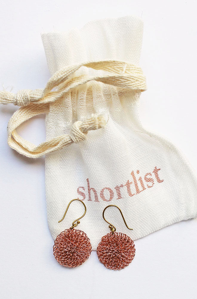 SMALL WIRE DISC EARRINGS COPPER