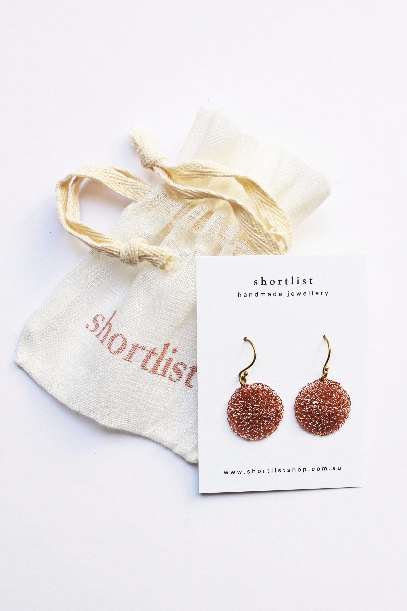 SMALL WIRE DISC EARRINGS COPPER