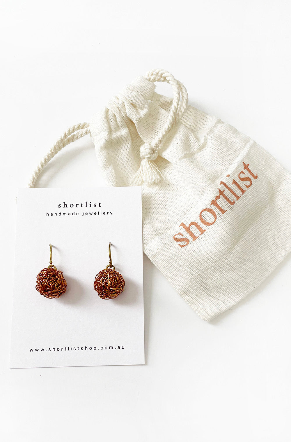 SMALL WIRE BALL EARRINGS COPPER