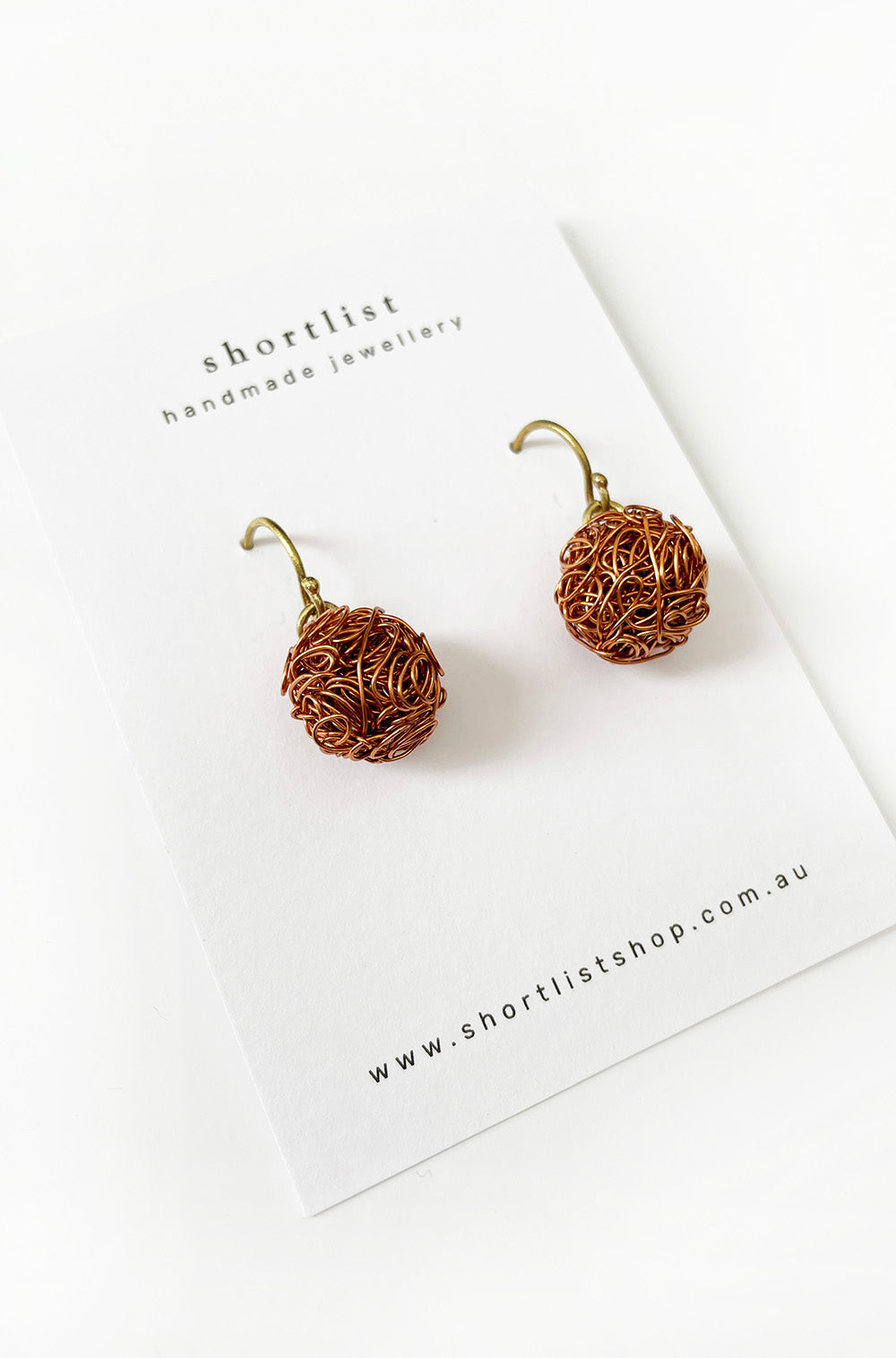 SMALL WIRE BALL EARRINGS COPPER
