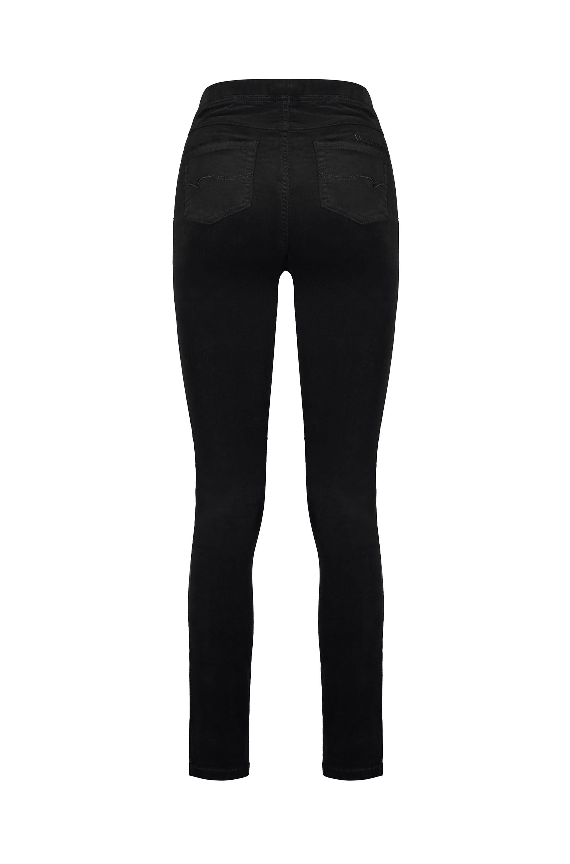 VASSALLI SLIM LEG FULL LENGTH PINWALE CORD PULL ON BLACK