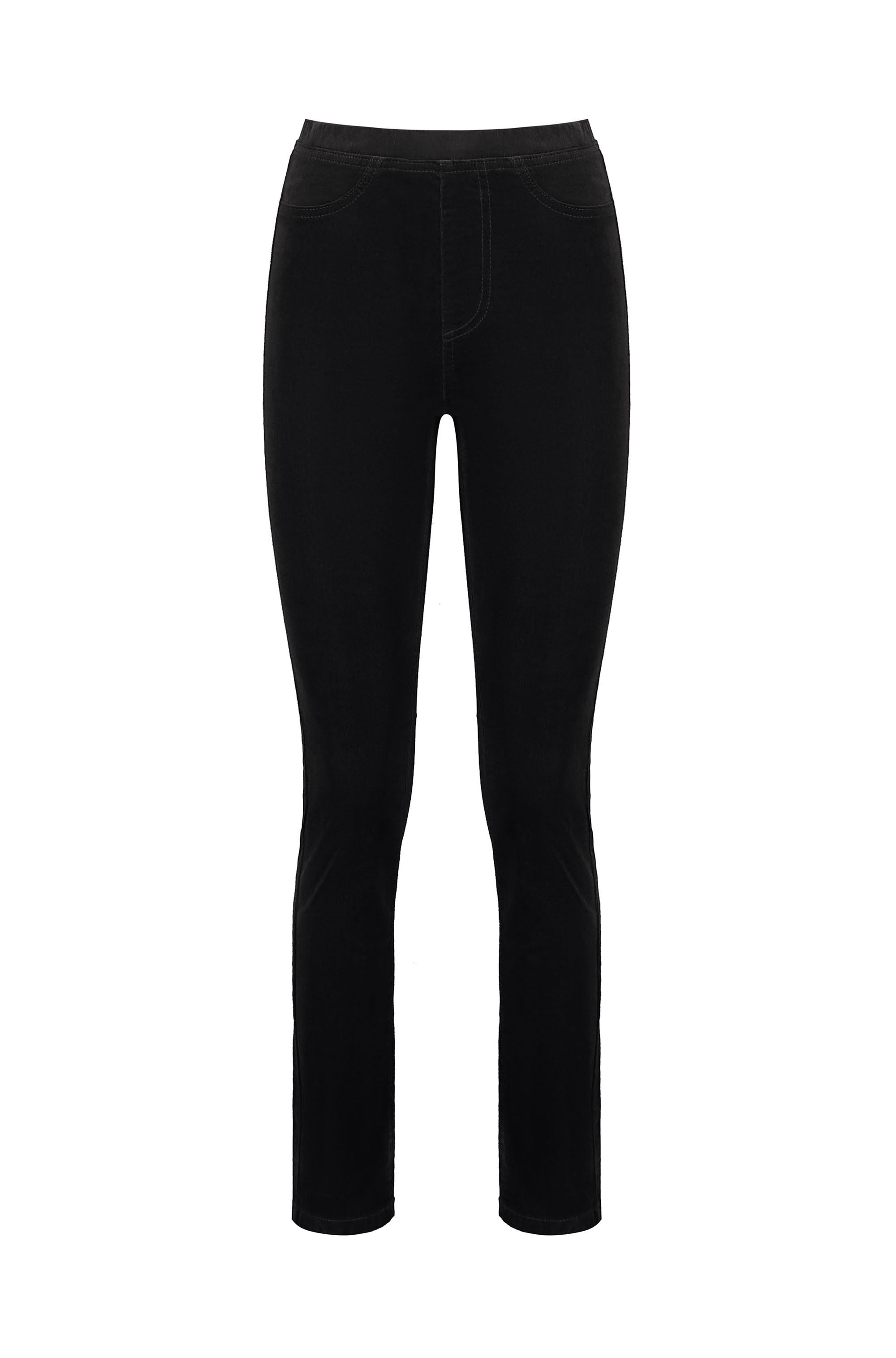 VASSALLI SLIM LEG FULL LENGTH PINWALE CORD PULL ON BLACK