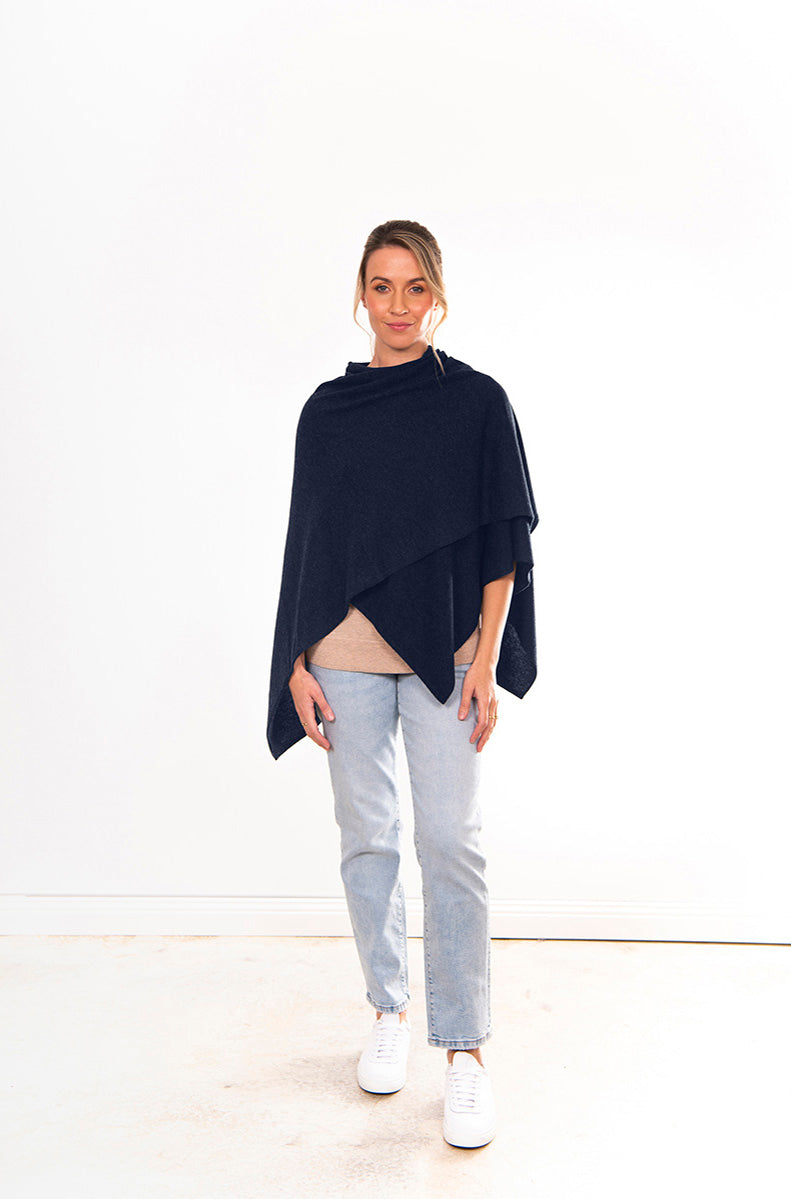 BRIDGE & LORD MERINO CASHMERE WRAP NAVY