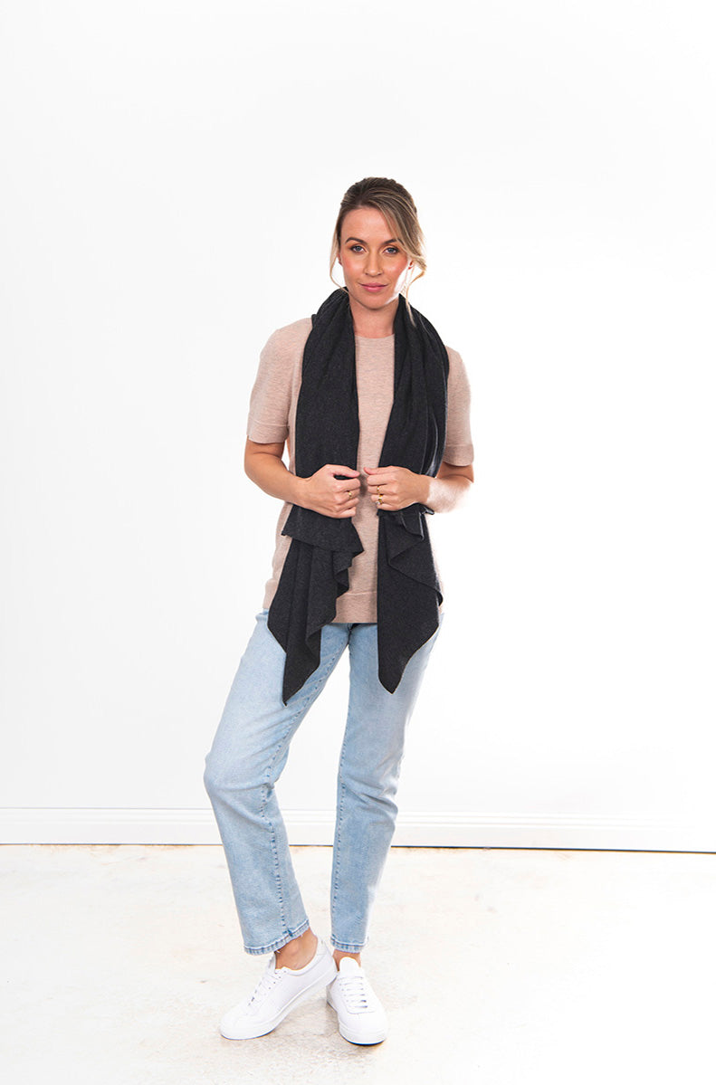 BRIDGE & LORD MERINO CASHMERE WRAP COAL