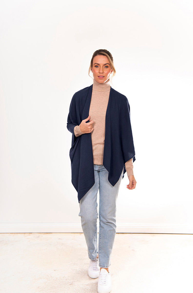 BRIDGE & LORD MERINO CASHMERE WRAP NAVY