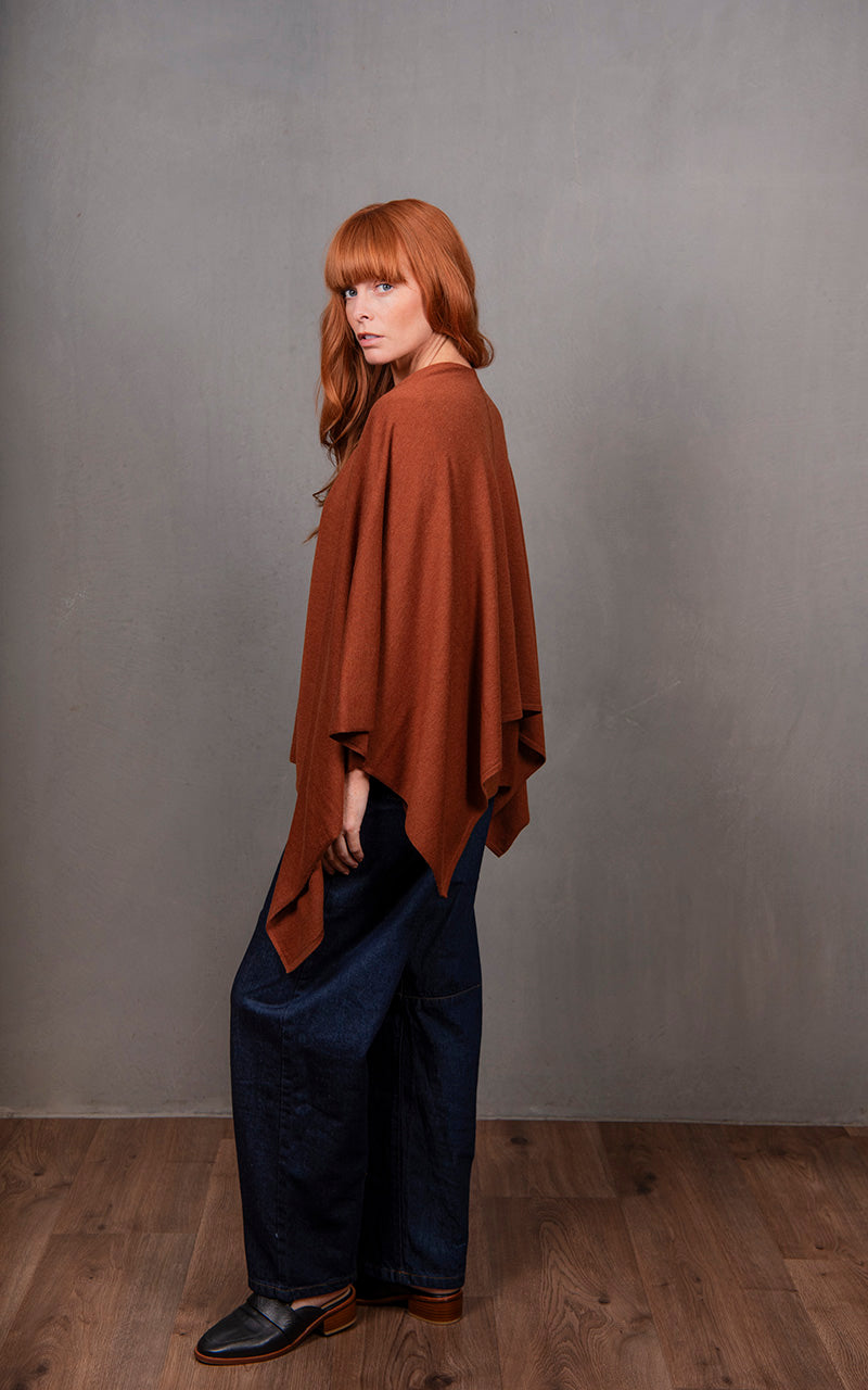 BRIDGE & LORD MERINO CASHMERE WRAP COGNAC
