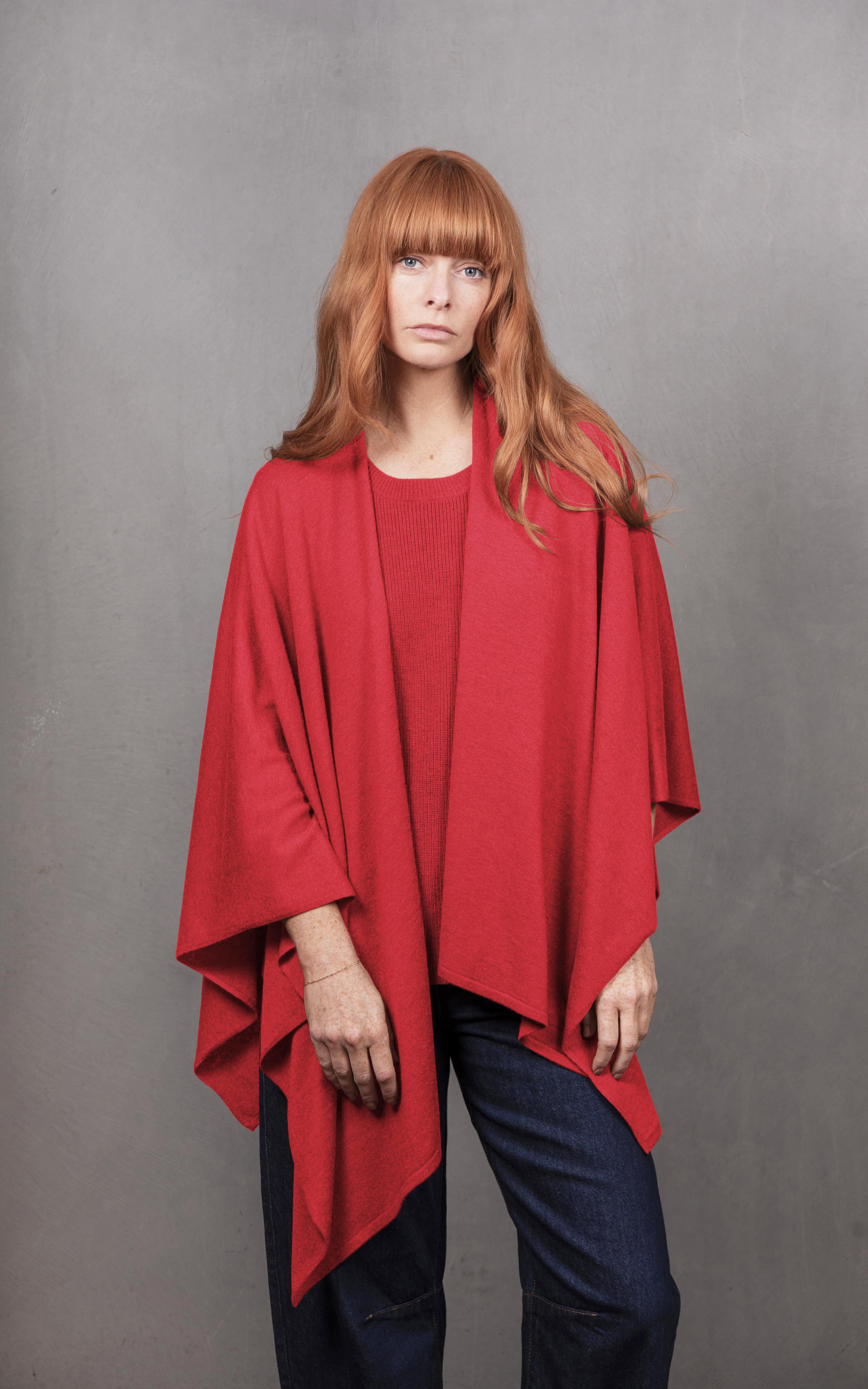 BRIDGE & LORD MERINO CASHMERE WRAP CAYENNE