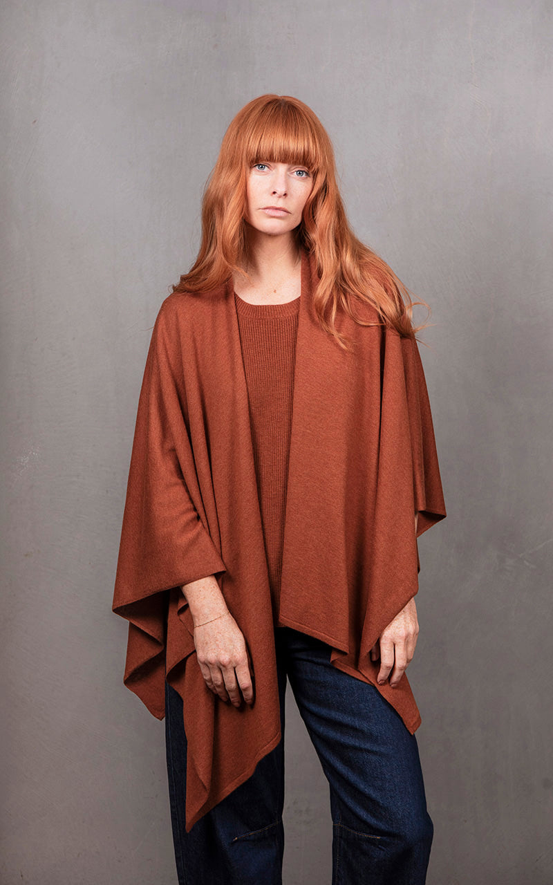 BRIDGE & LORD MERINO CASHMERE WRAP COGNAC