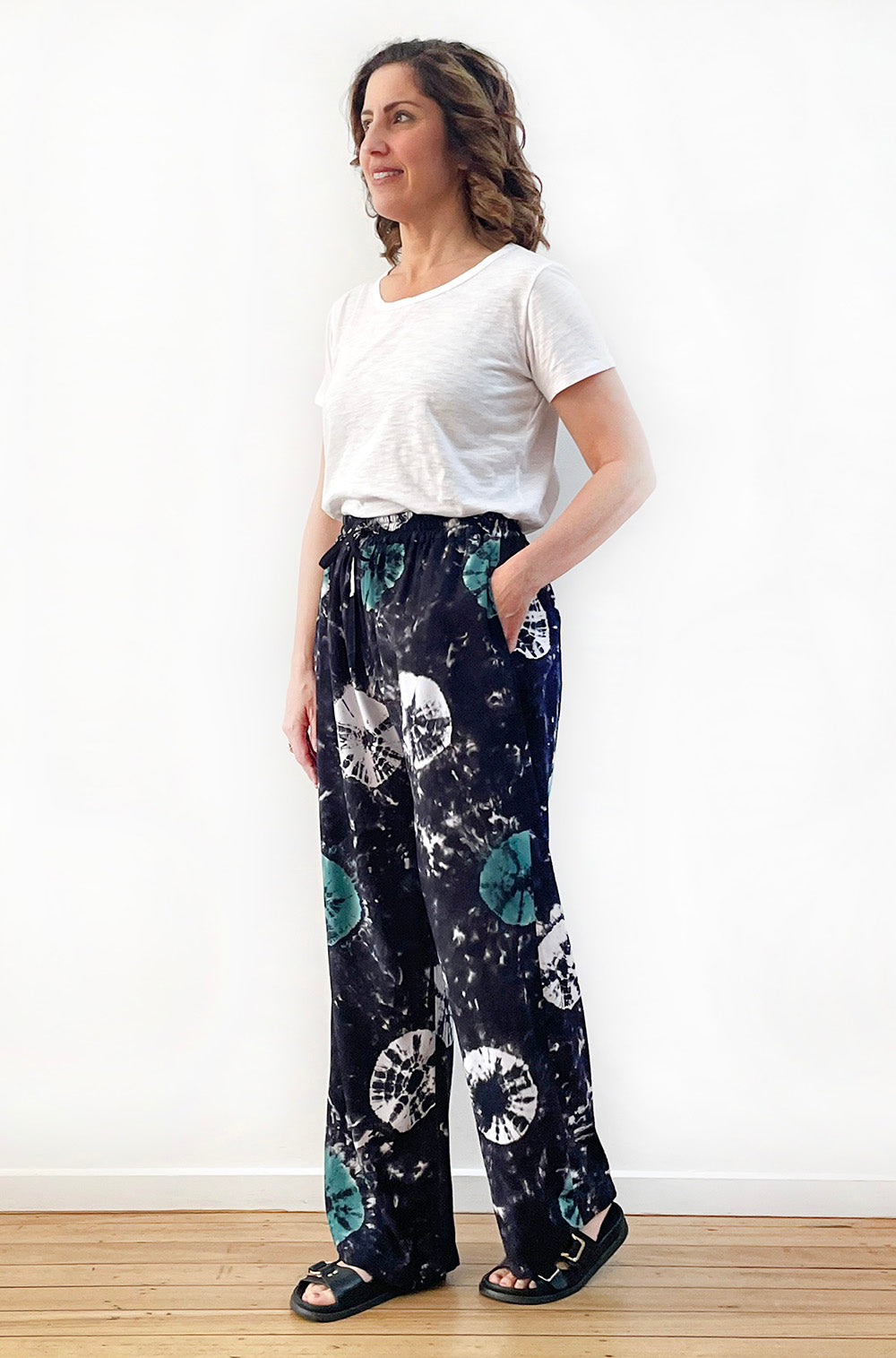 HAND DYED FULL LENGTH WIDE LEG PANT JADE