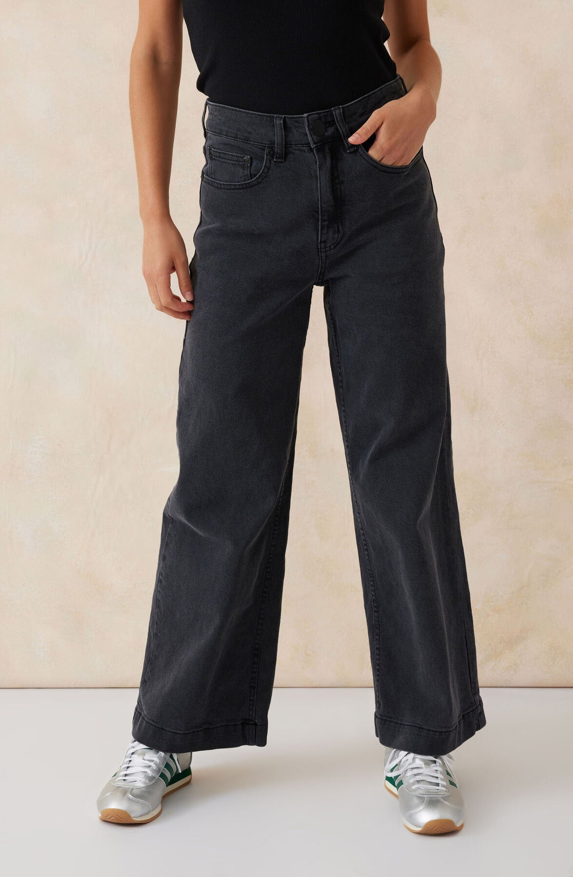 CERES LIFE WIDE LEG JEAN WASHED BLACK DENIM