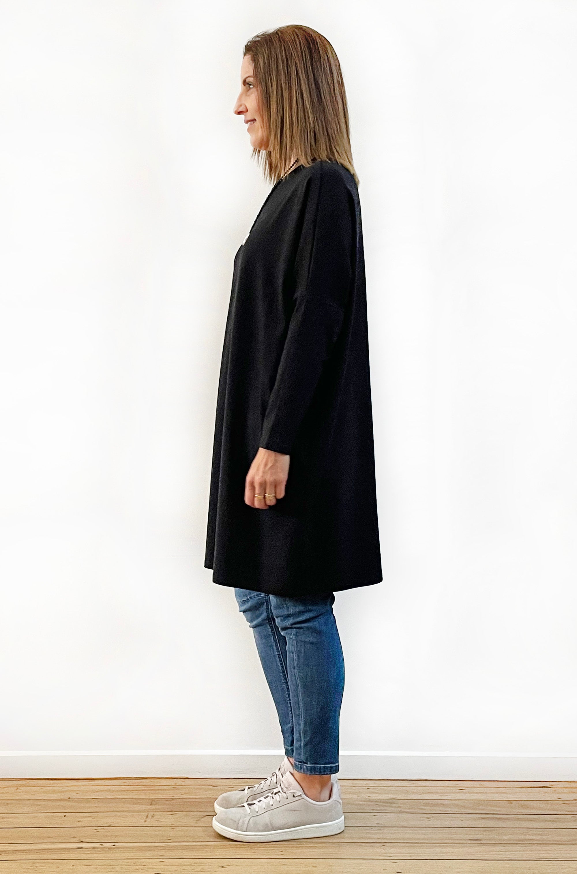 BAMBOO/ORGANIC COTTON BOX TUNIC BLACK