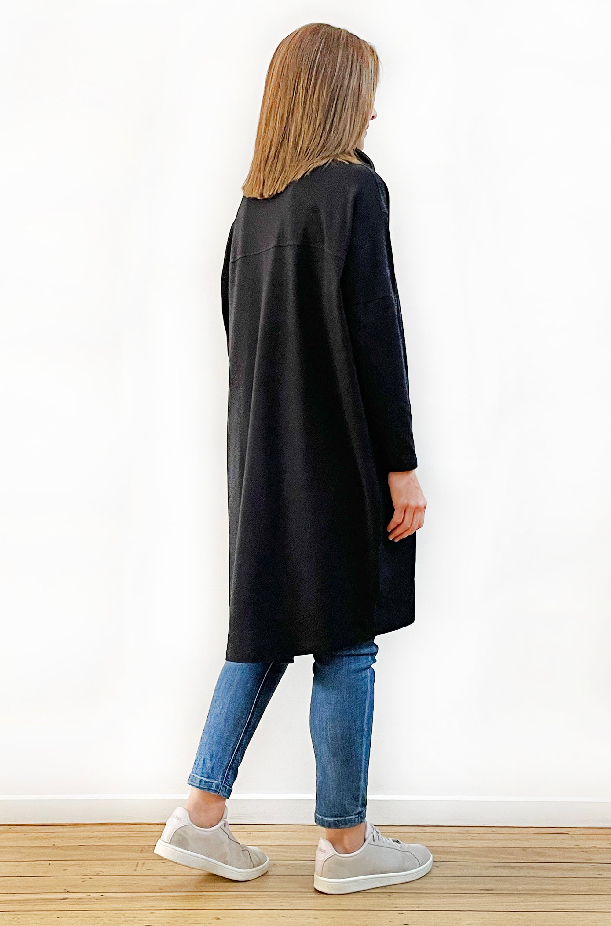 BAMBOO/ORGANIC COTTON COWL NECK DRESS BLACK