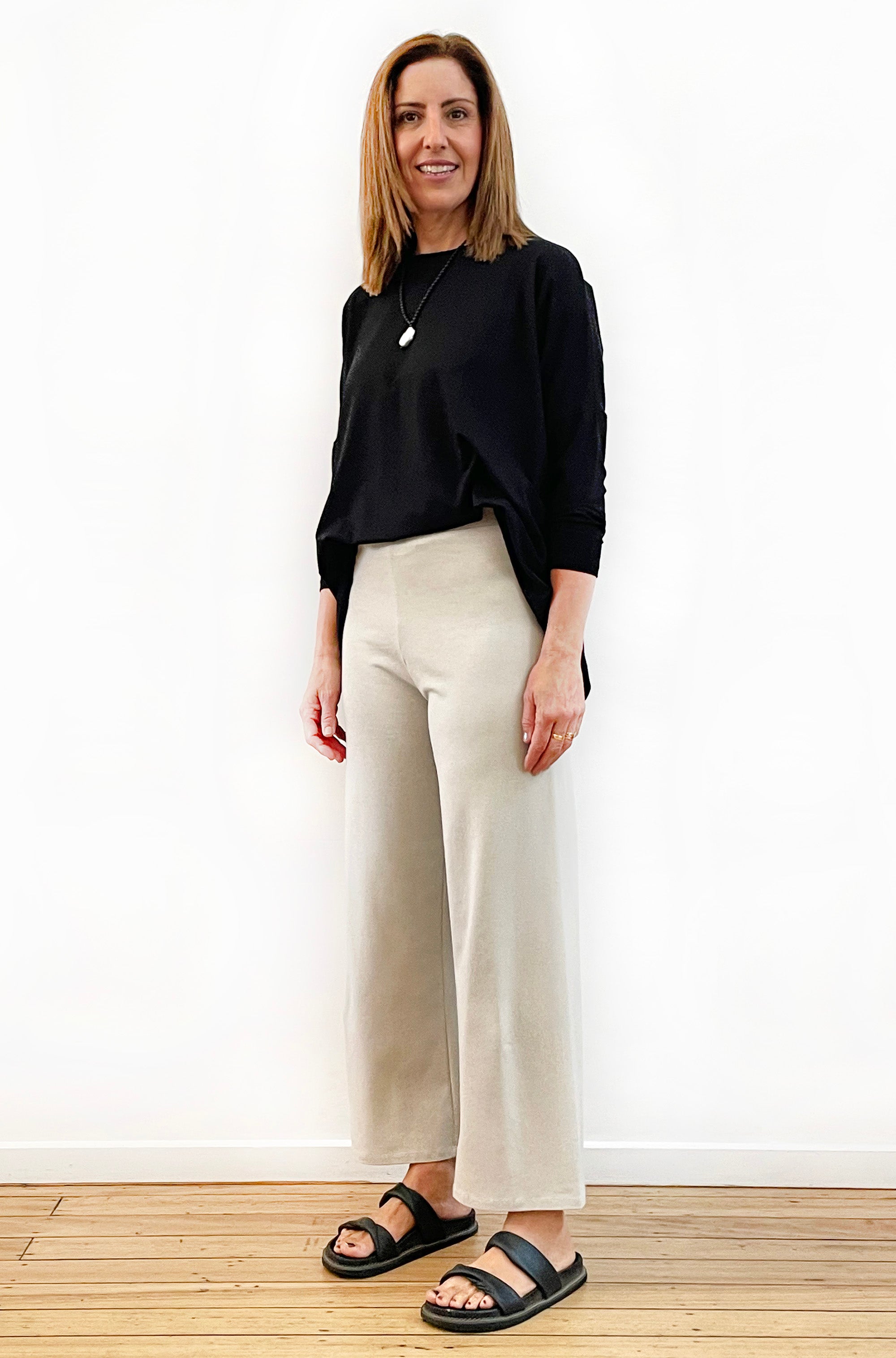 BAMBOO/ORGANIC COTTON WIDE LEG PANT CALICO