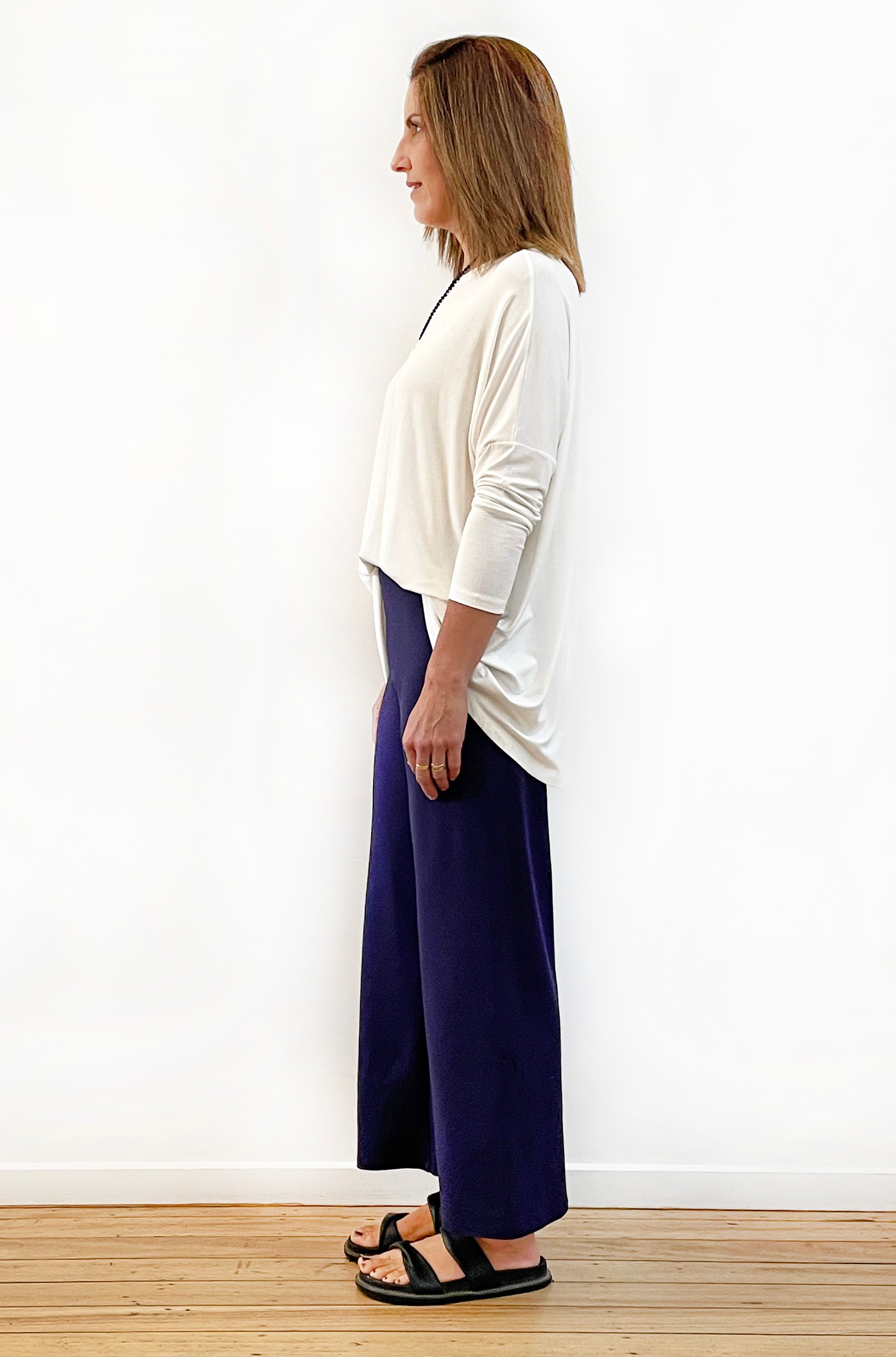 BAMBOO/ORGANIC COTTON WIDE LEG PANT NAVY