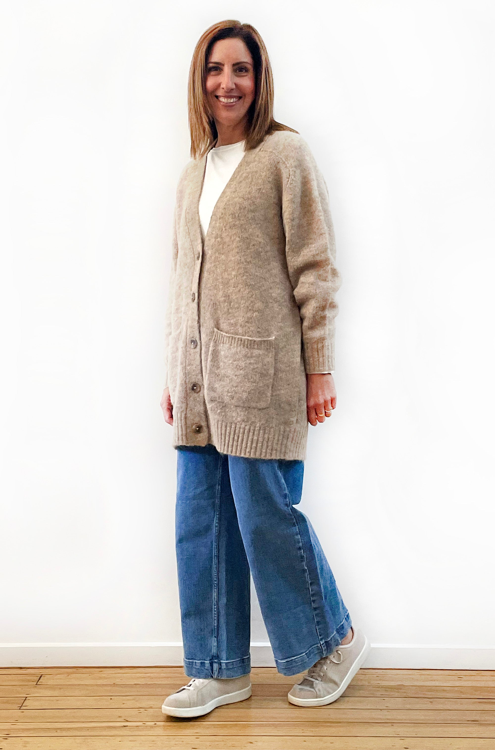 ALPACA/WOOL BLEND OVERSIZED CARDI STONE