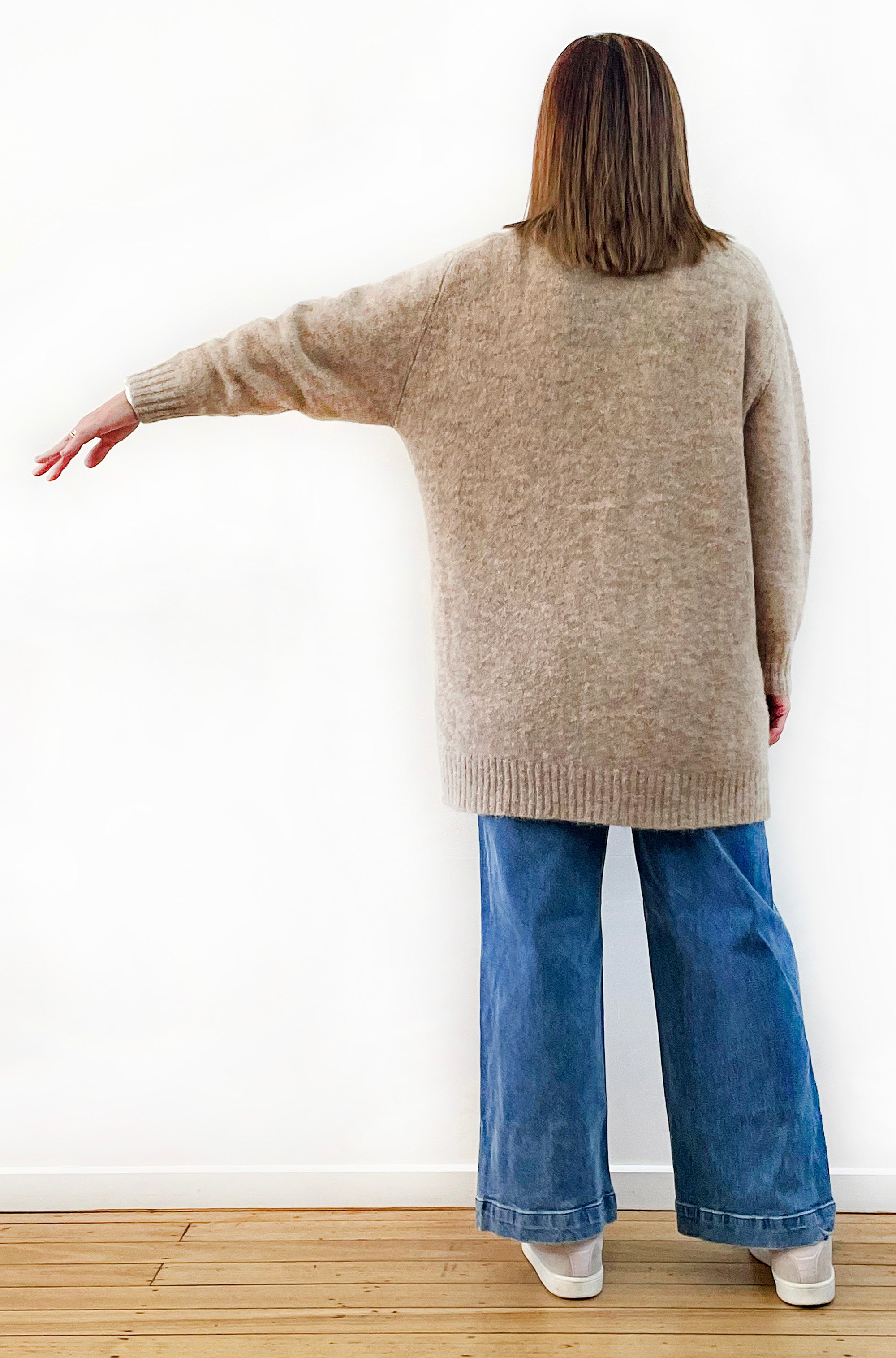 ALPACA/WOOL BLEND OVERSIZED CARDI STONE