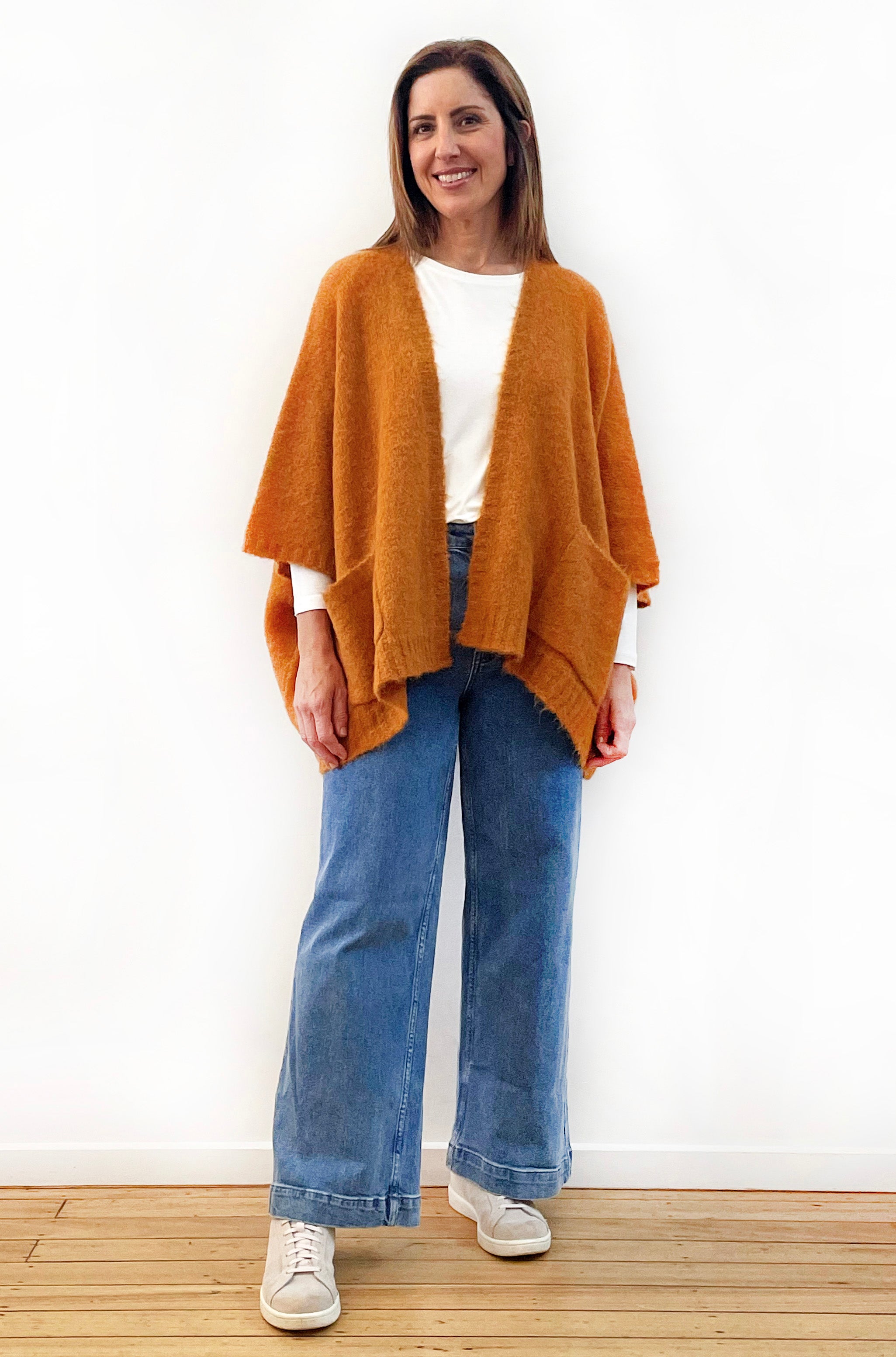 ALPACA WOOL BLEND SLEEVELESS OVERSIZED CARDI GINGER