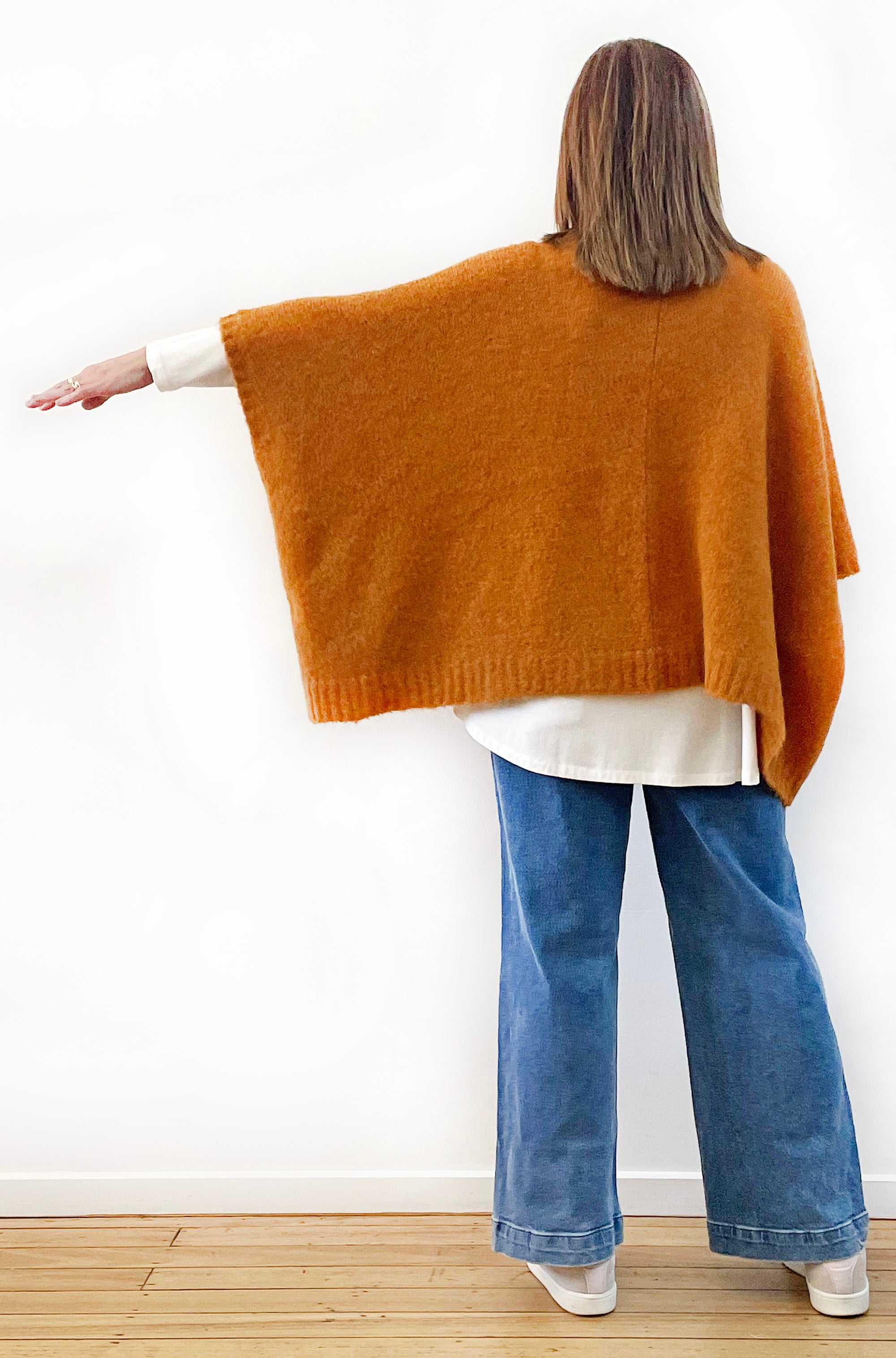 ALPACA WOOL BLEND SLEEVELESS OVERSIZED CARDI GINGER