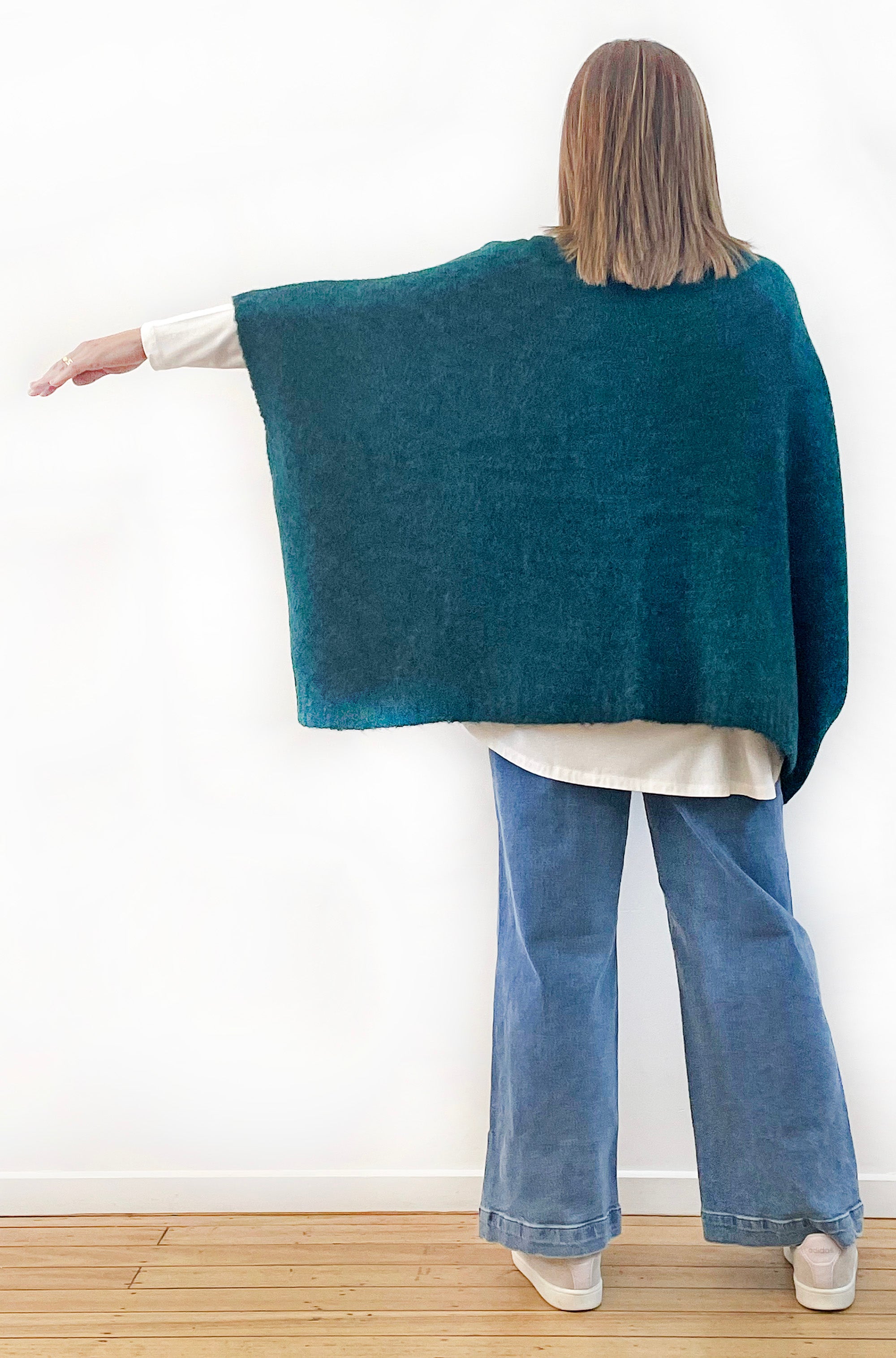 ALPACA WOOL BLEND SLEEVELESS OVERSIZED CARDI DEEP GREEN