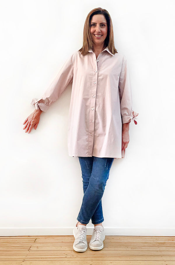 COTTON TIE SLEEVE SWING SHIRT ORCHID