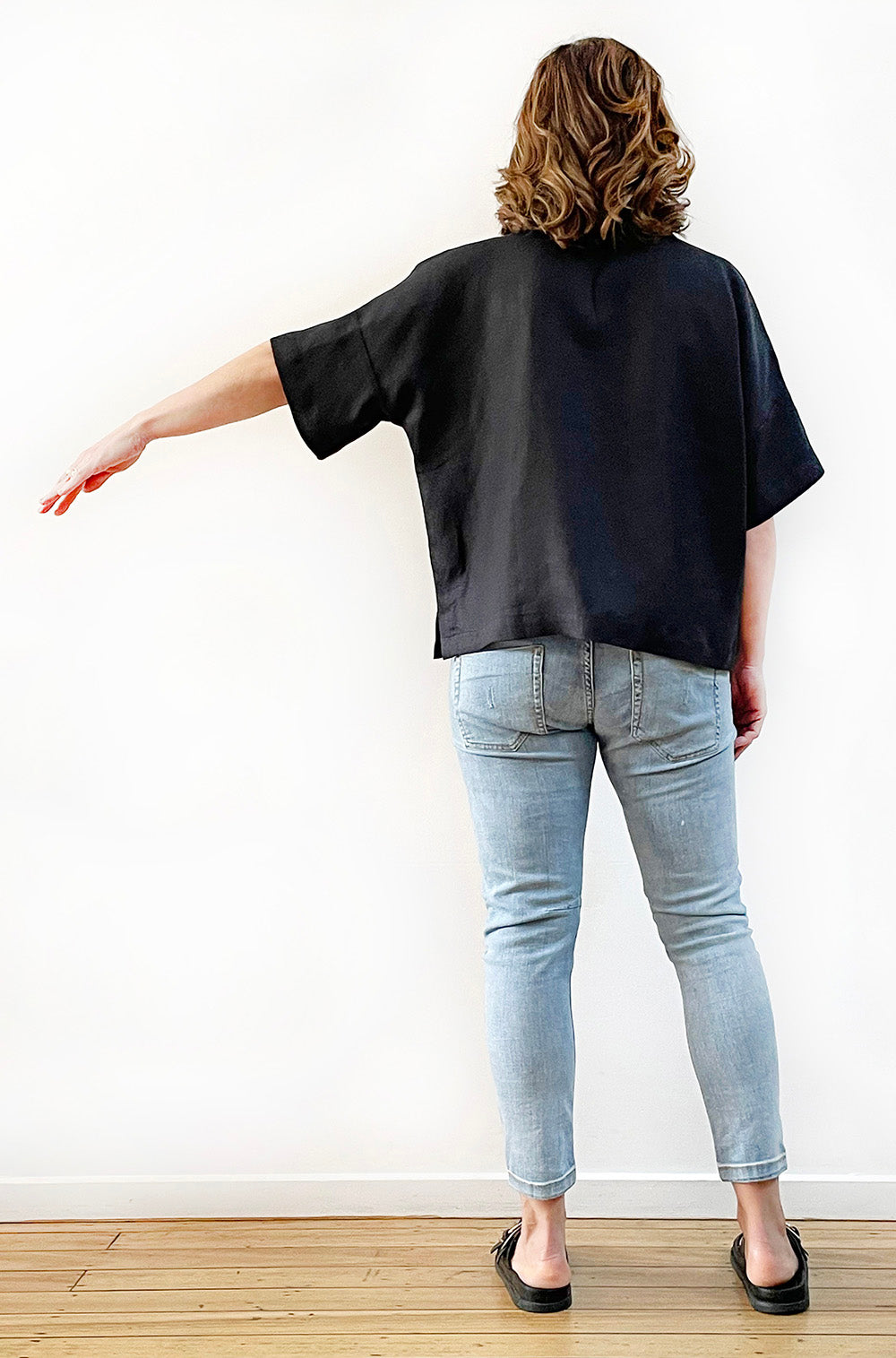 LINEN BUTTON THRU BOXY SHIRT BLACK