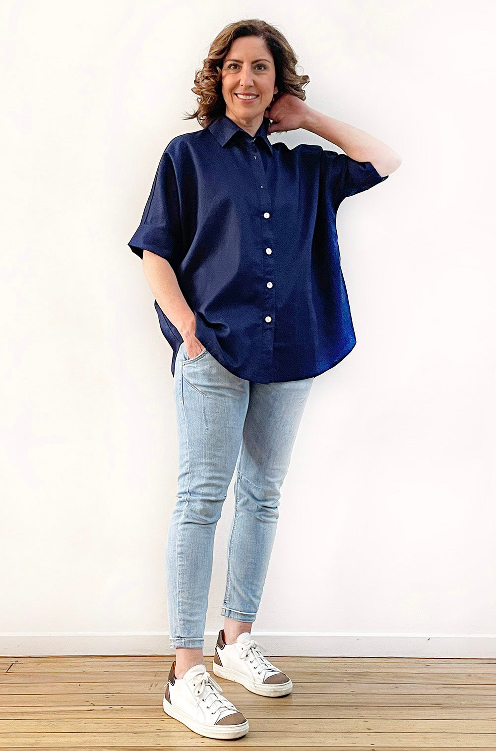 LINEN RELAXED SHIRT NAVY