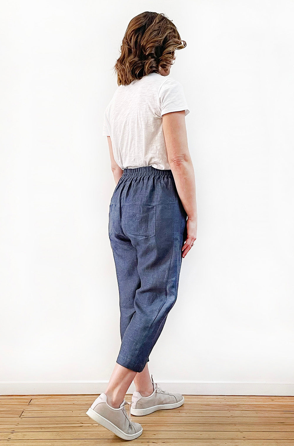 LINEN POCKET PANT BLUE BASKETWEAVE