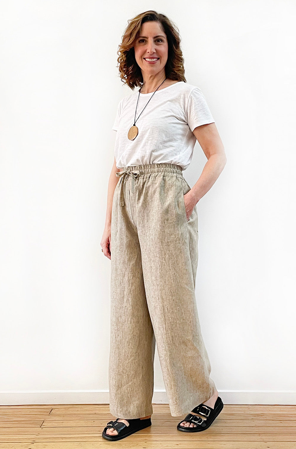 LINEN PALAZZO PANT SAND