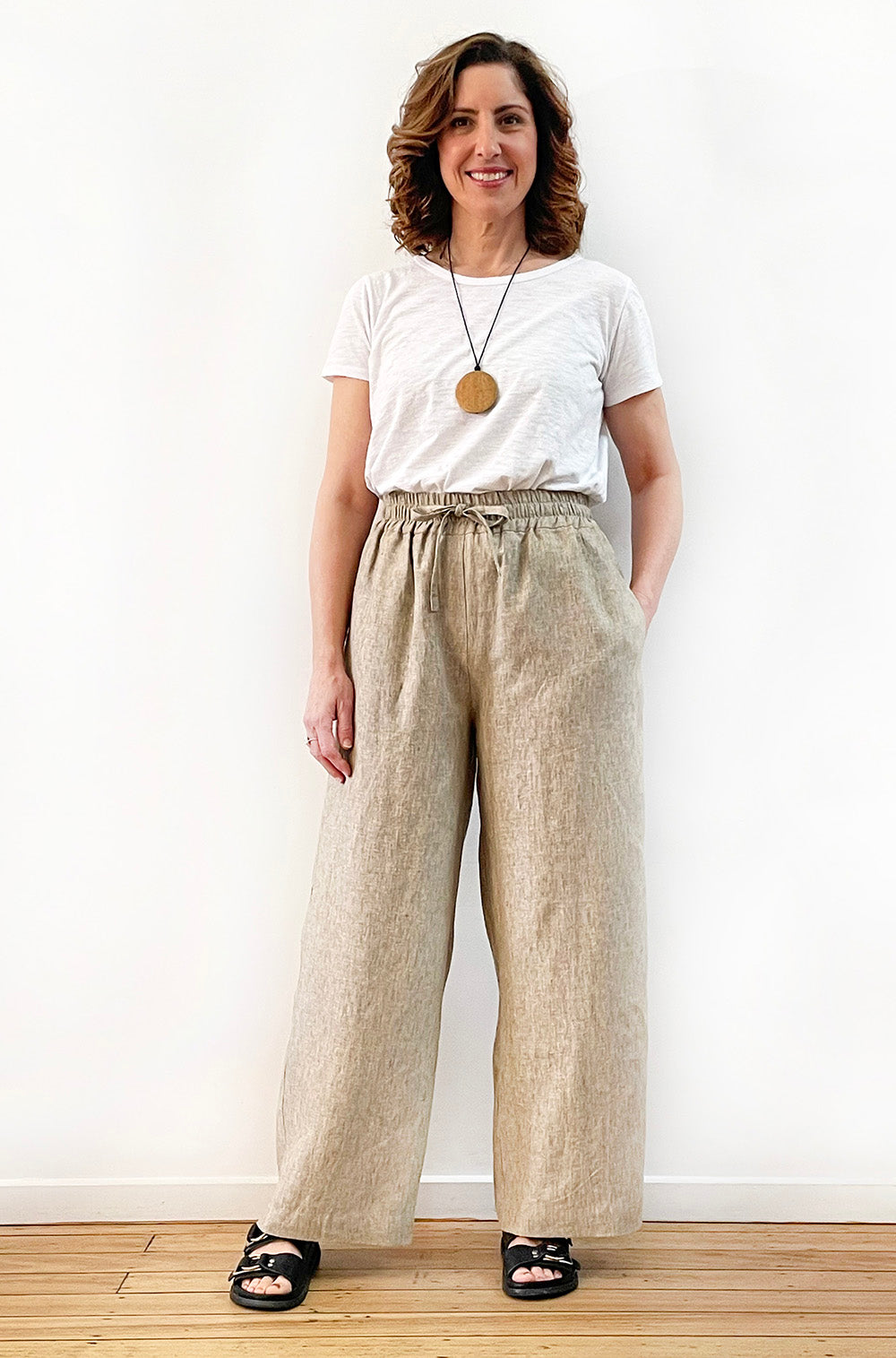 LINEN PALAZZO PANT SAND