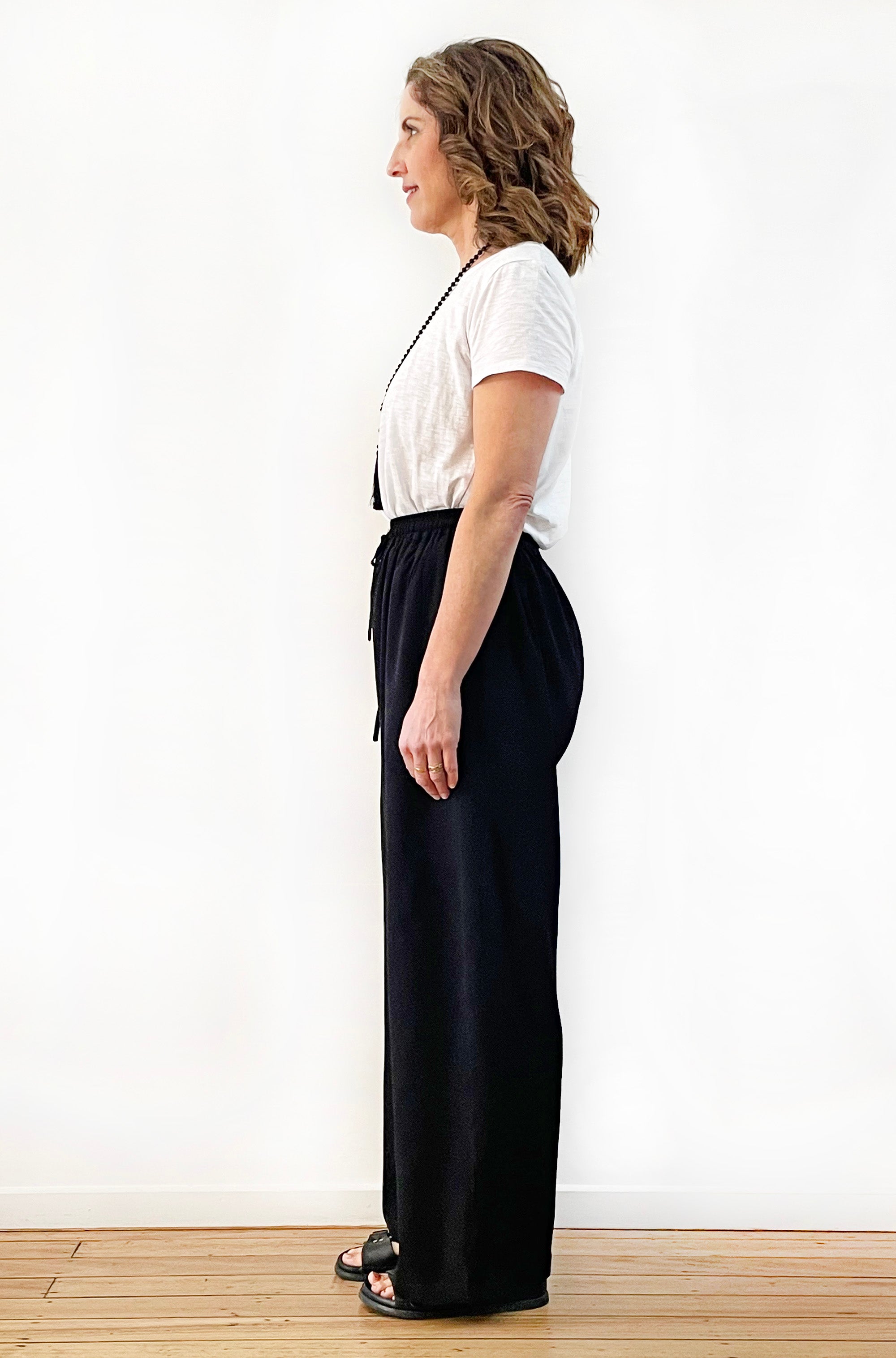 VISCOSE FULL LENGTH WIDE LEG PANT BLACK