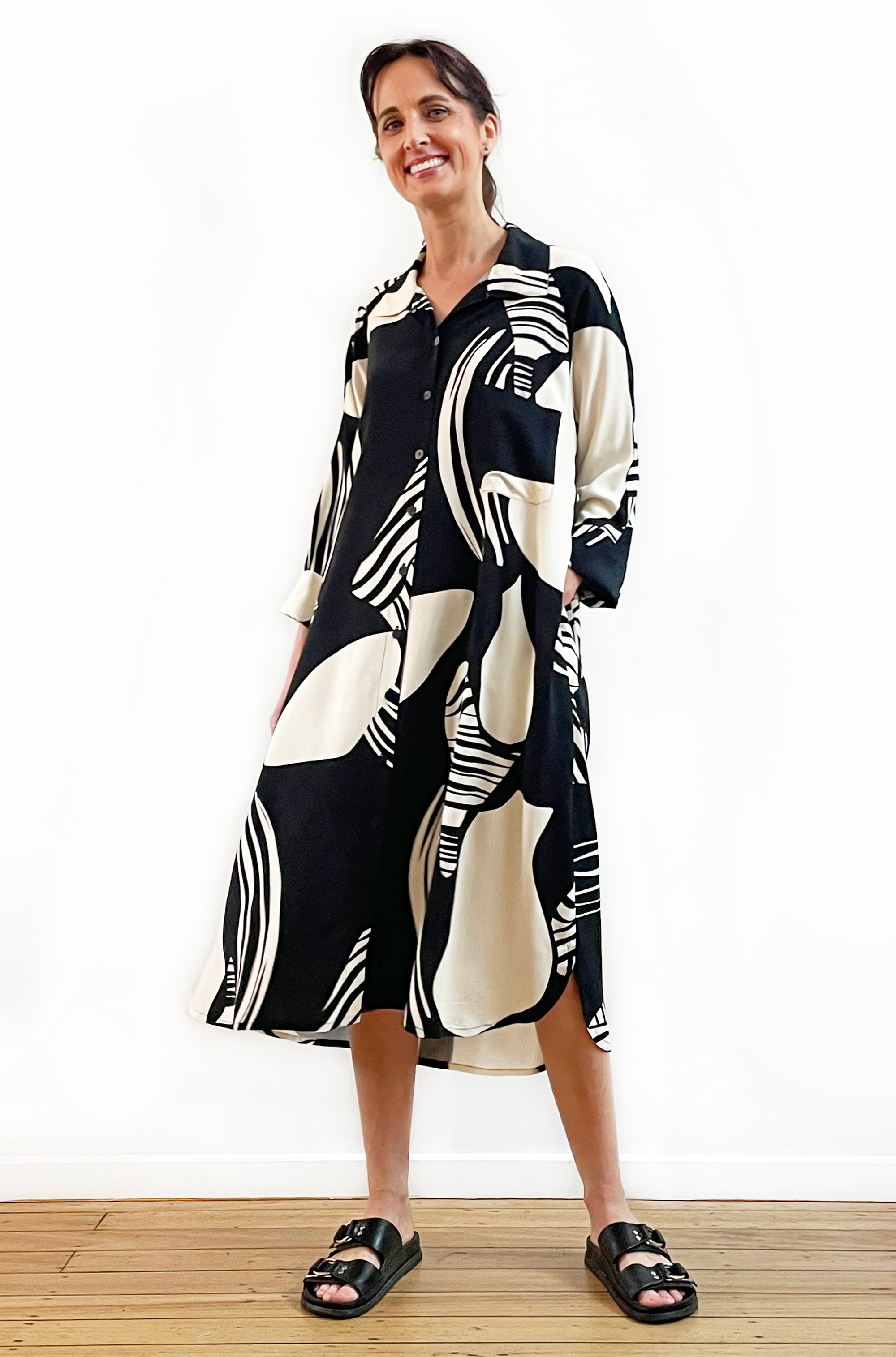 ART PRINT RAGLAN SHIRT DRESS