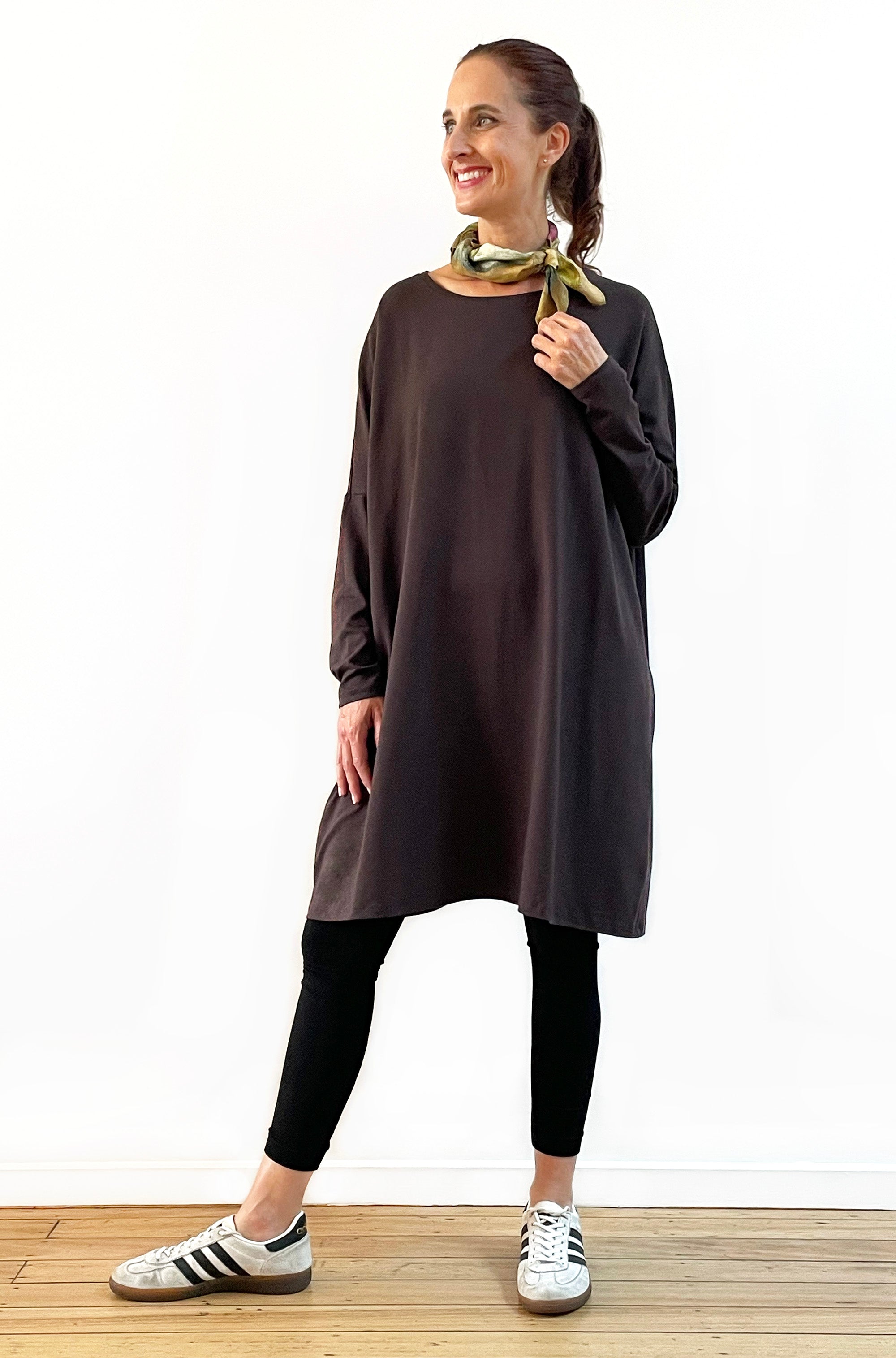BAMBOO/ORGANIC COTTON BOX TUNIC CHOCOLATE