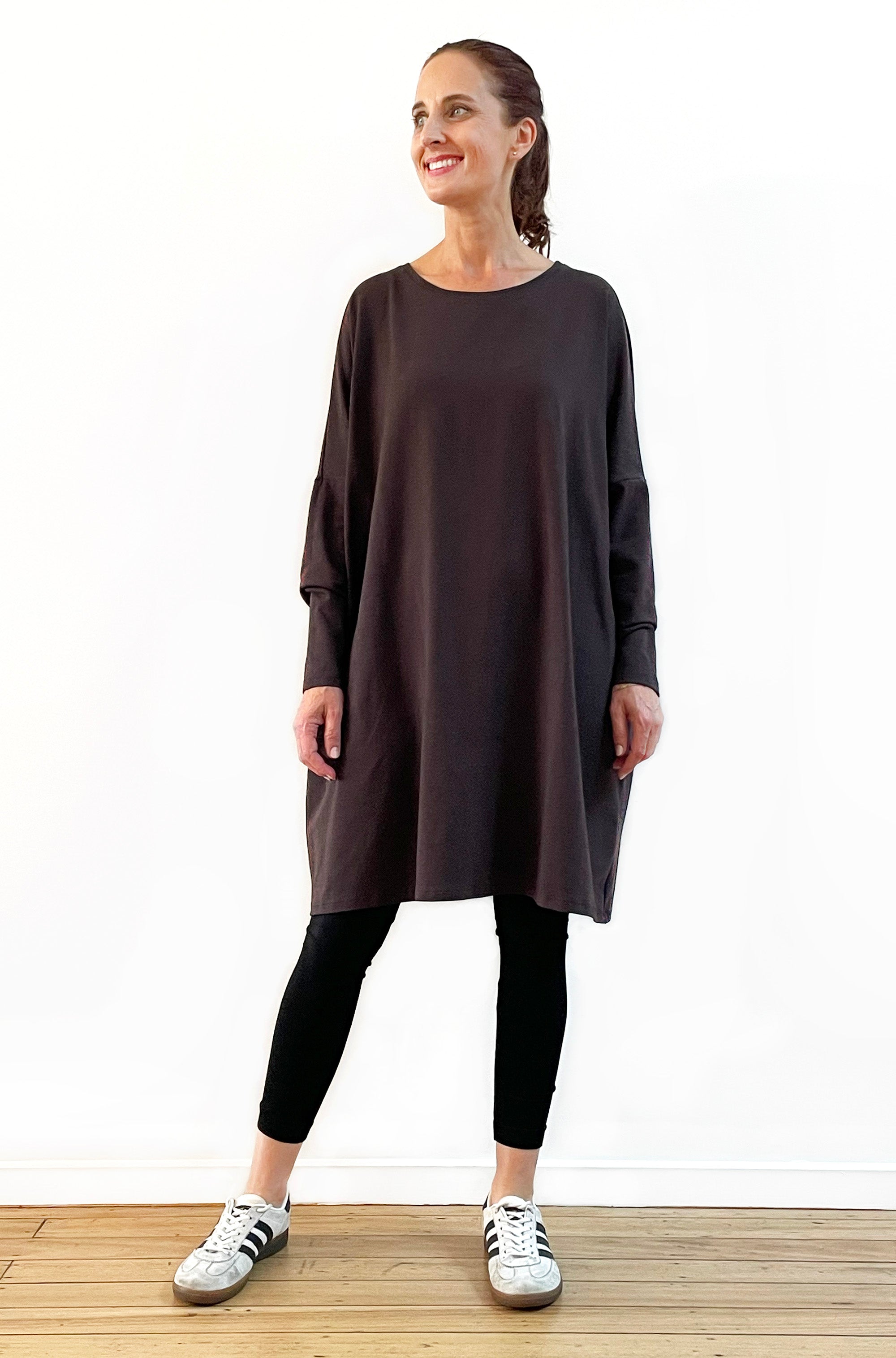 BAMBOO/ORGANIC COTTON BOX TUNIC CHOCOLATE