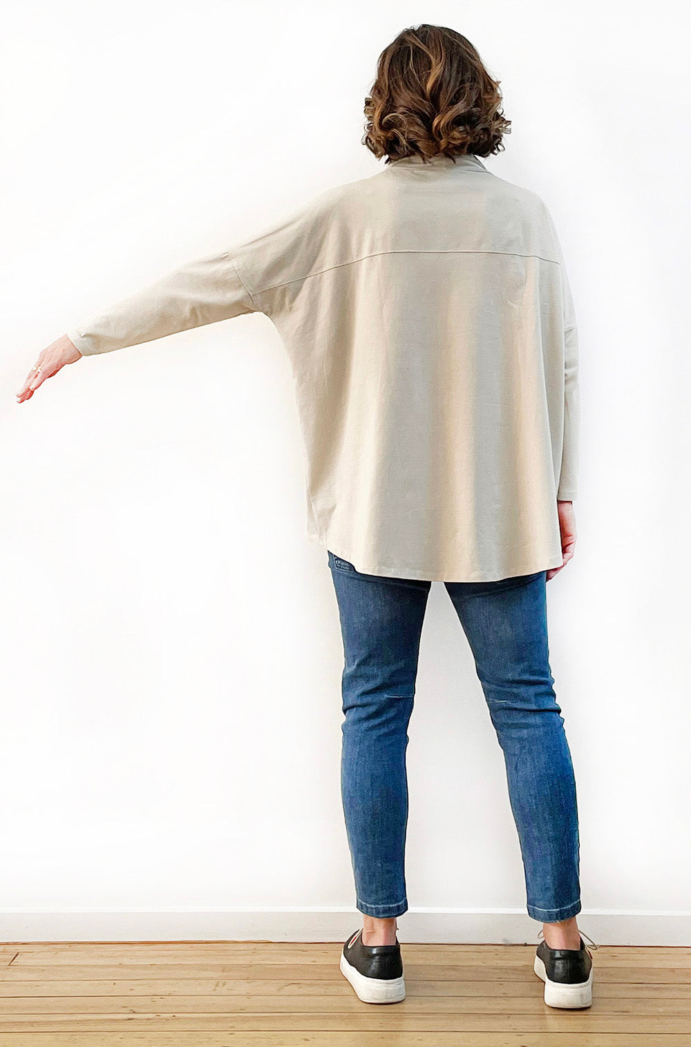 BAMBOO/ORGANIC COTTON COWL NECK TOP CALICO