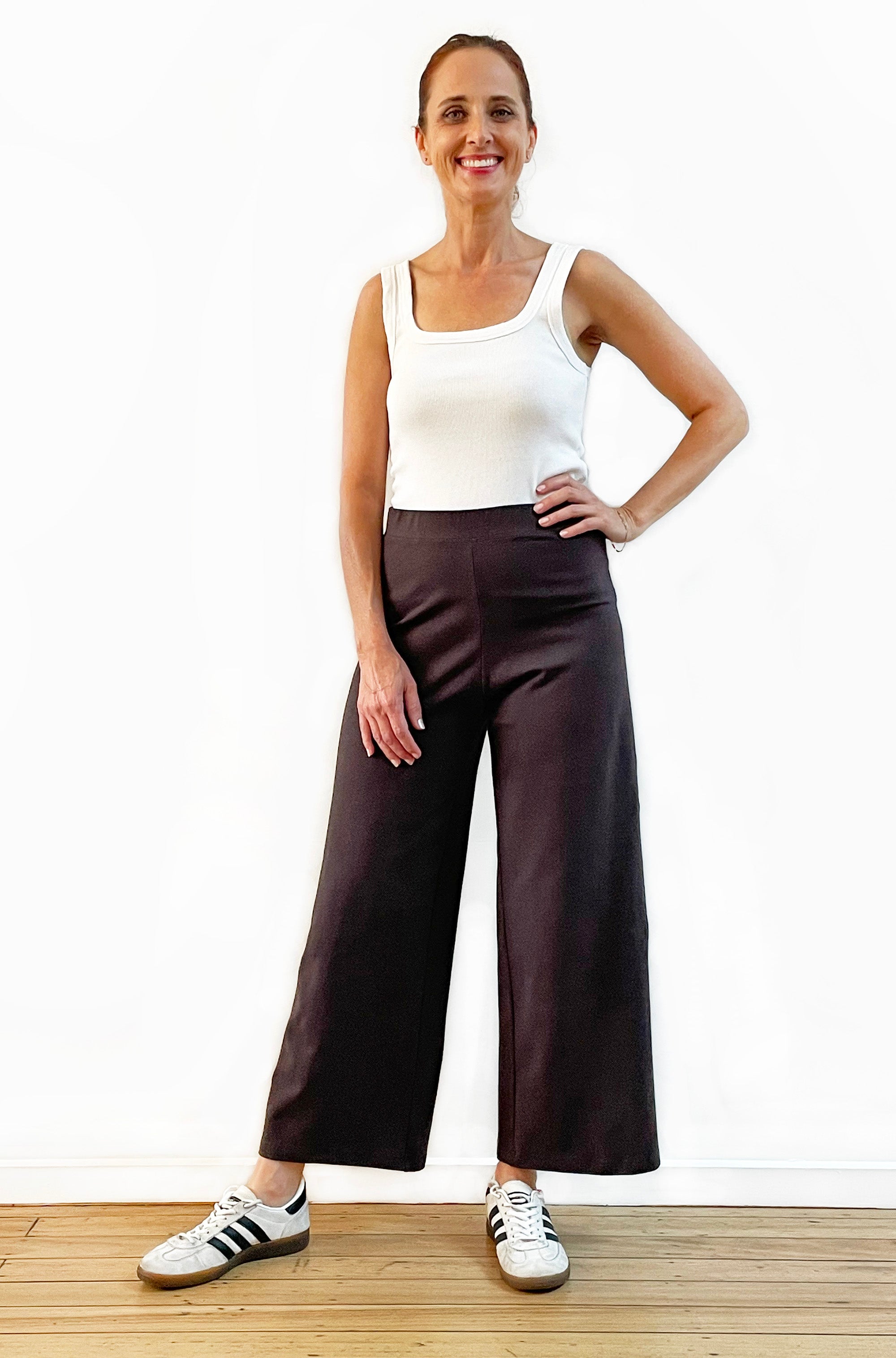 BAMBOO/ORGANIC COTTON WIDE LEG PANT CHOCOLATE