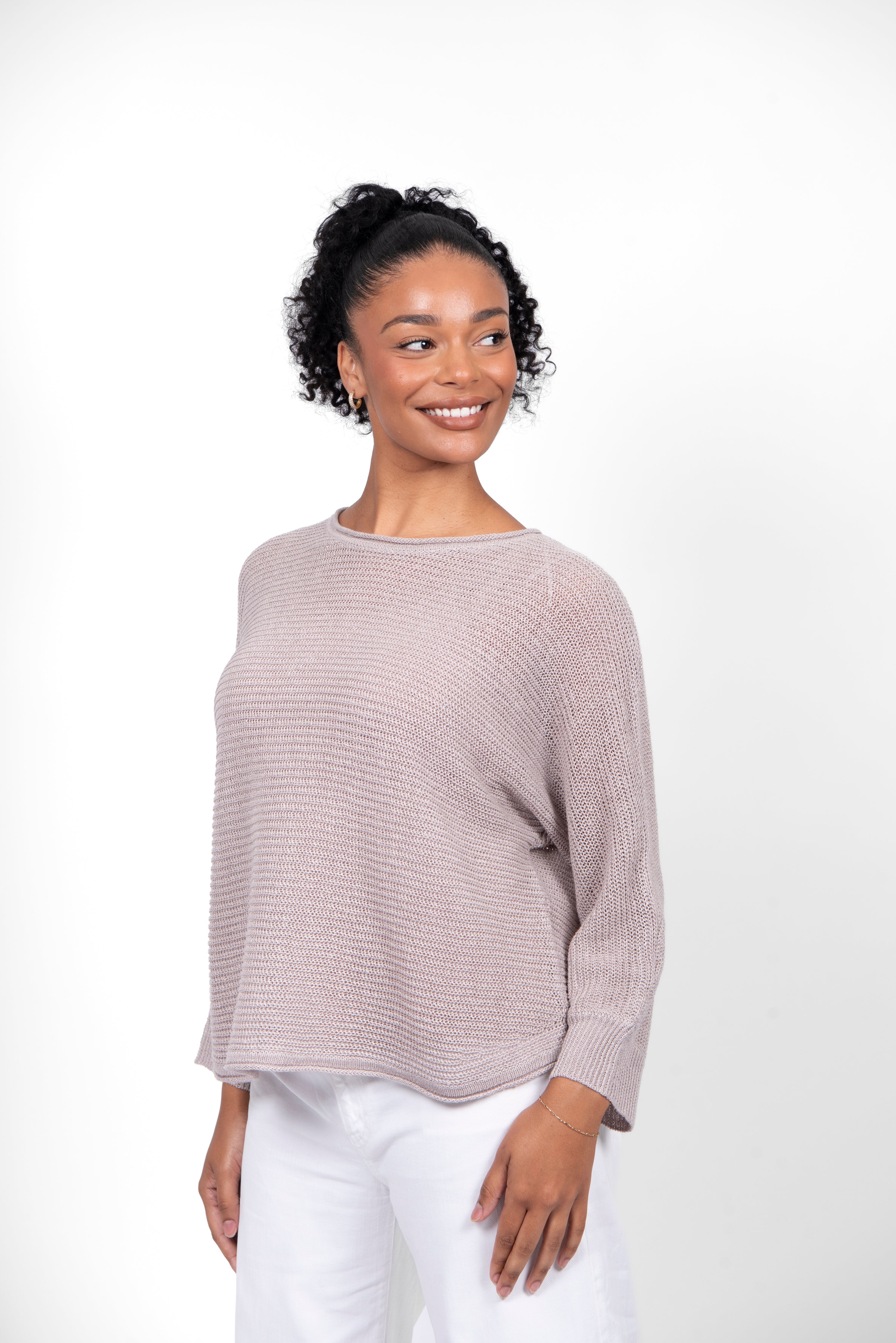 BRIDGE & LORD LINEN DOLMAN KNIT PULLOVER LINEN