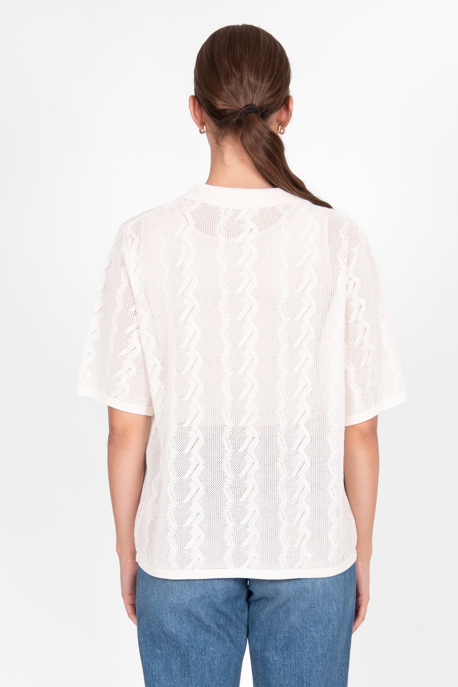 BRIDGE & LORD ZIG ZAG POINTELLE POLO CREAM