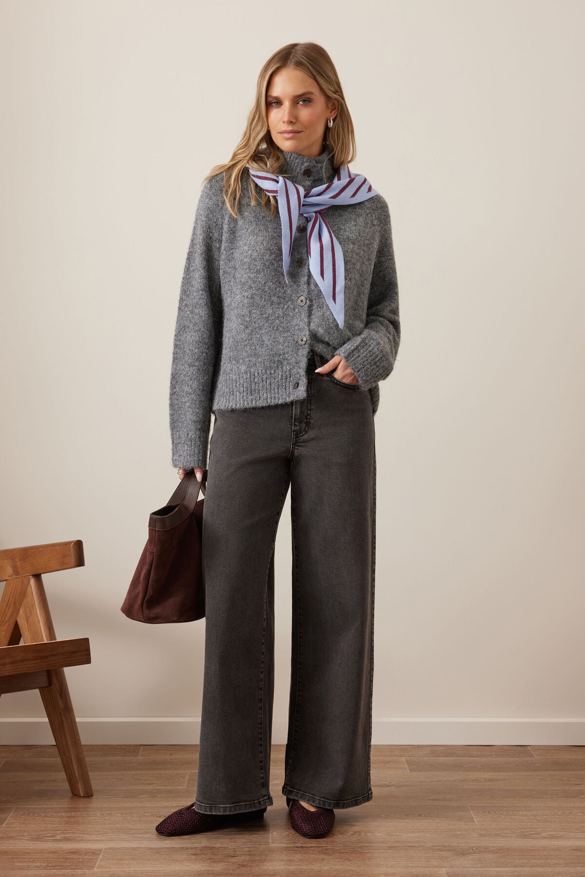 CERES LIFE EVIE WIDE LEG JEAN WASHED BLACK