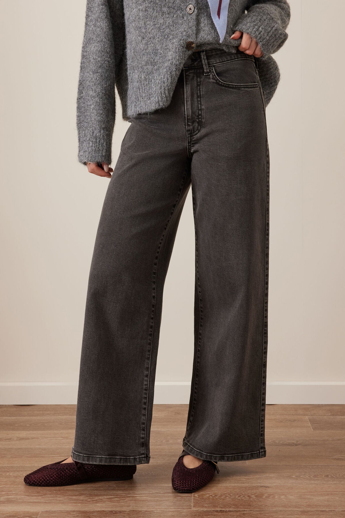 CERES LIFE EVIE WIDE LEG JEAN WASHED BLACK